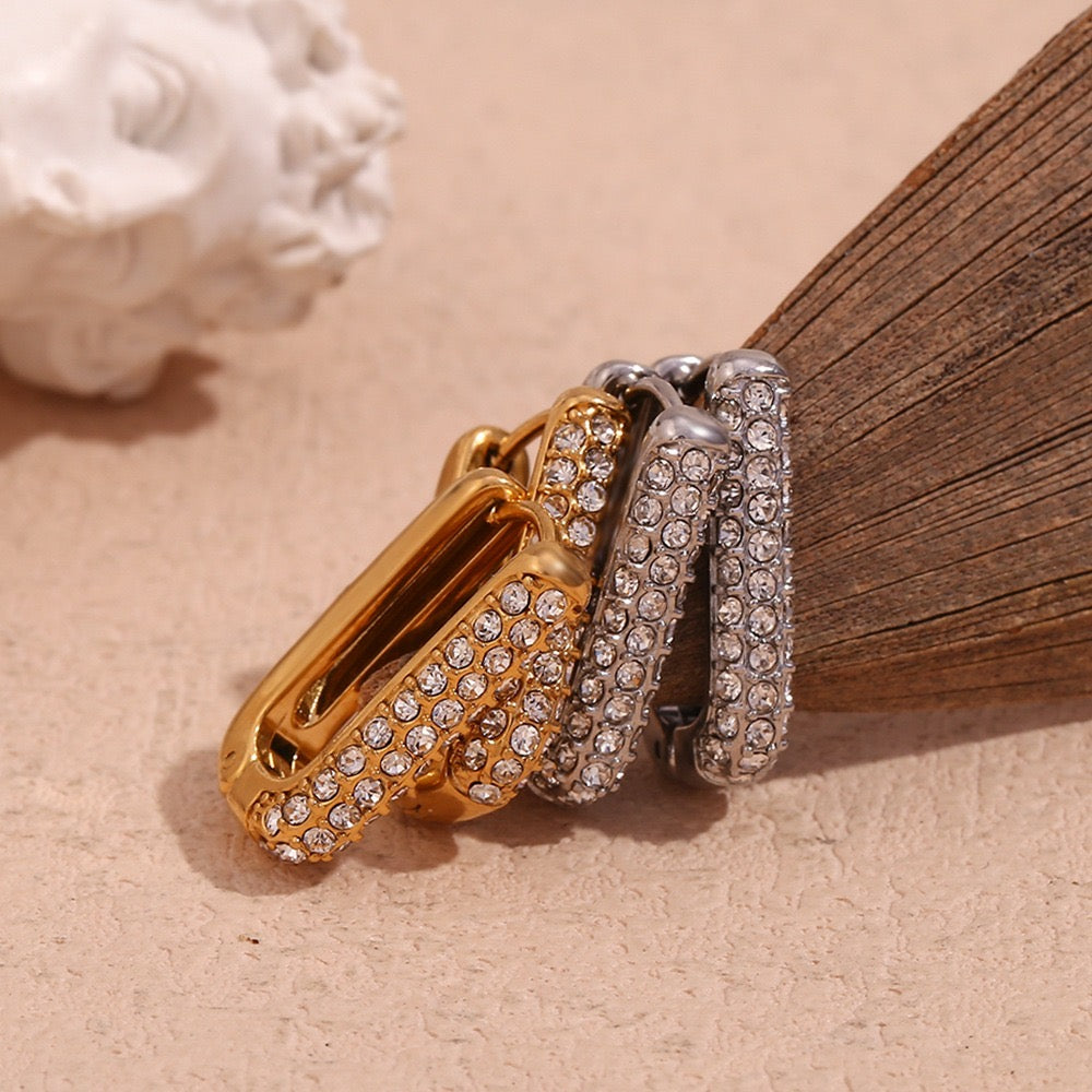 ADRIA PAVE GOLD EARRINGS