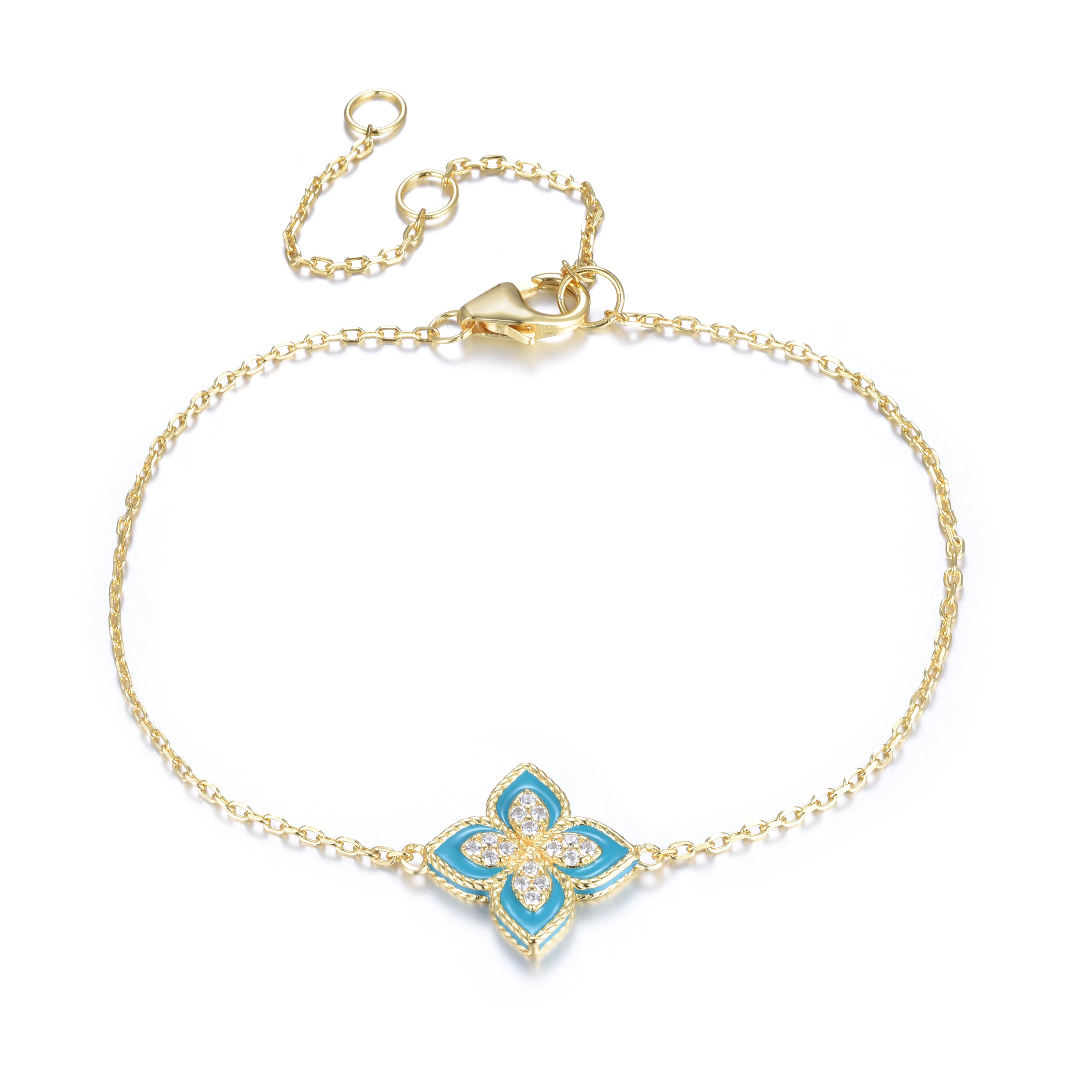 OLIVIA BLUE FLOWER GOLD CRYSTAL BRACELET