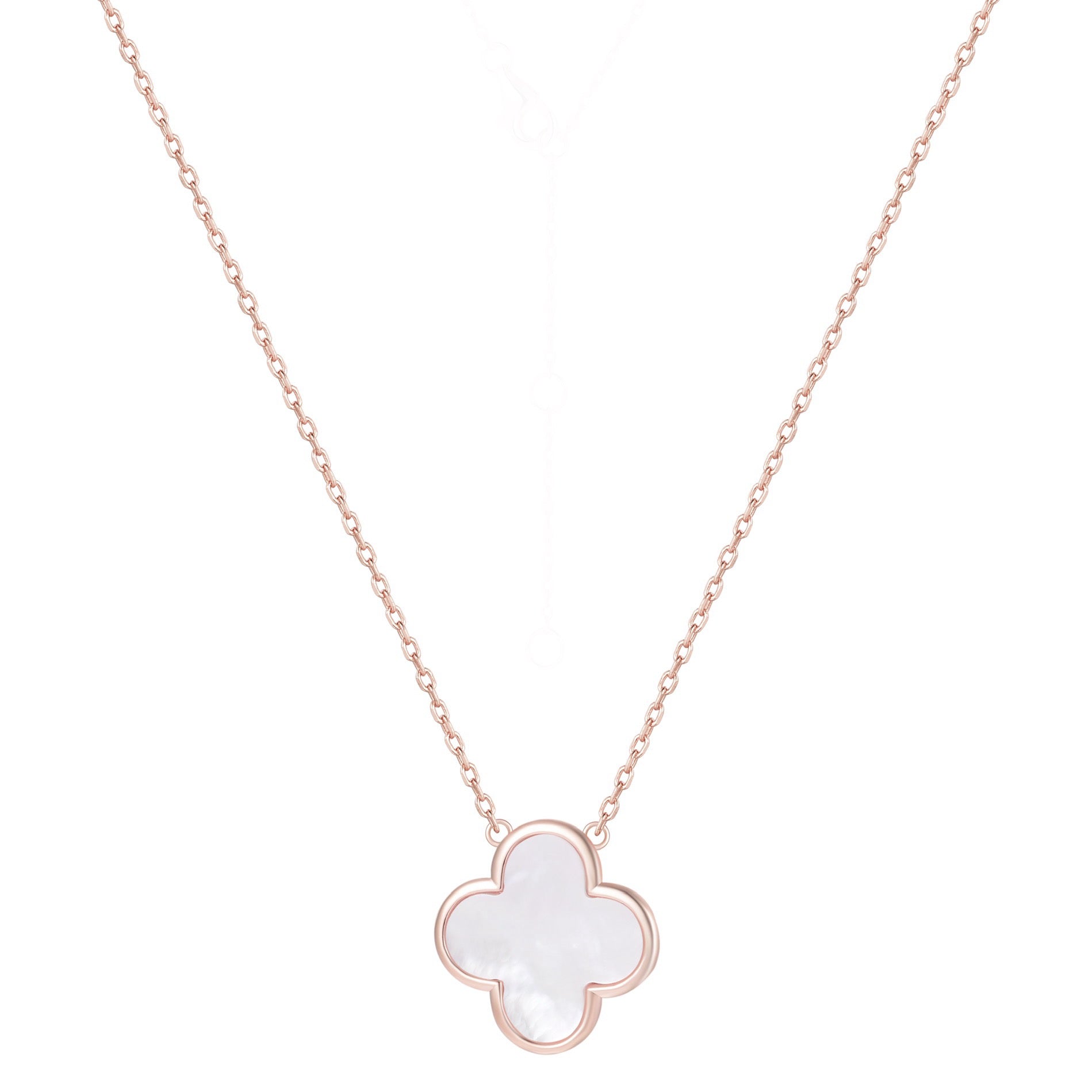 AZARIA LARGE MOTHER OF PEARL CLOVER ROSE GOLD NECKLACE