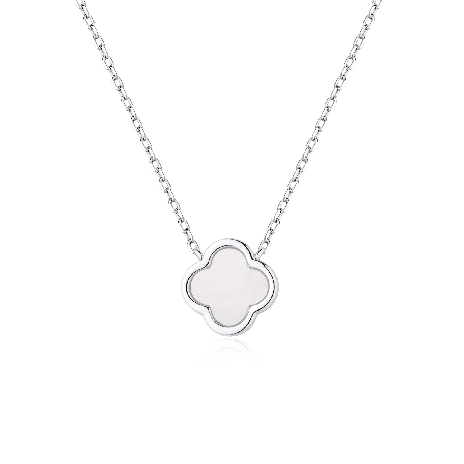 ELLIE MOTHER OF PEARL CLOVER SILVER NECKLACE