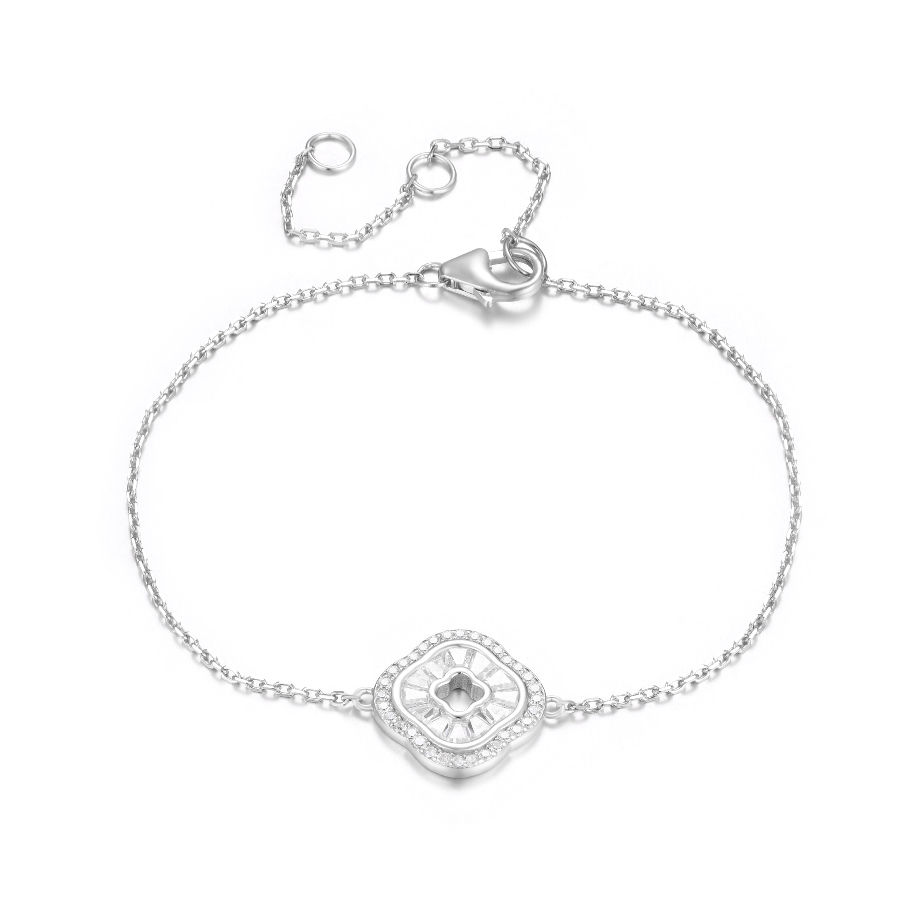 SOLARA BAGUETTE CLOVER SILVER BRACELET