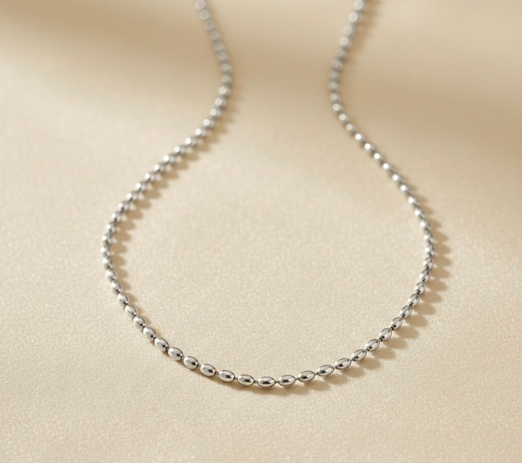 LILA BEAD SILVER NECKLACE