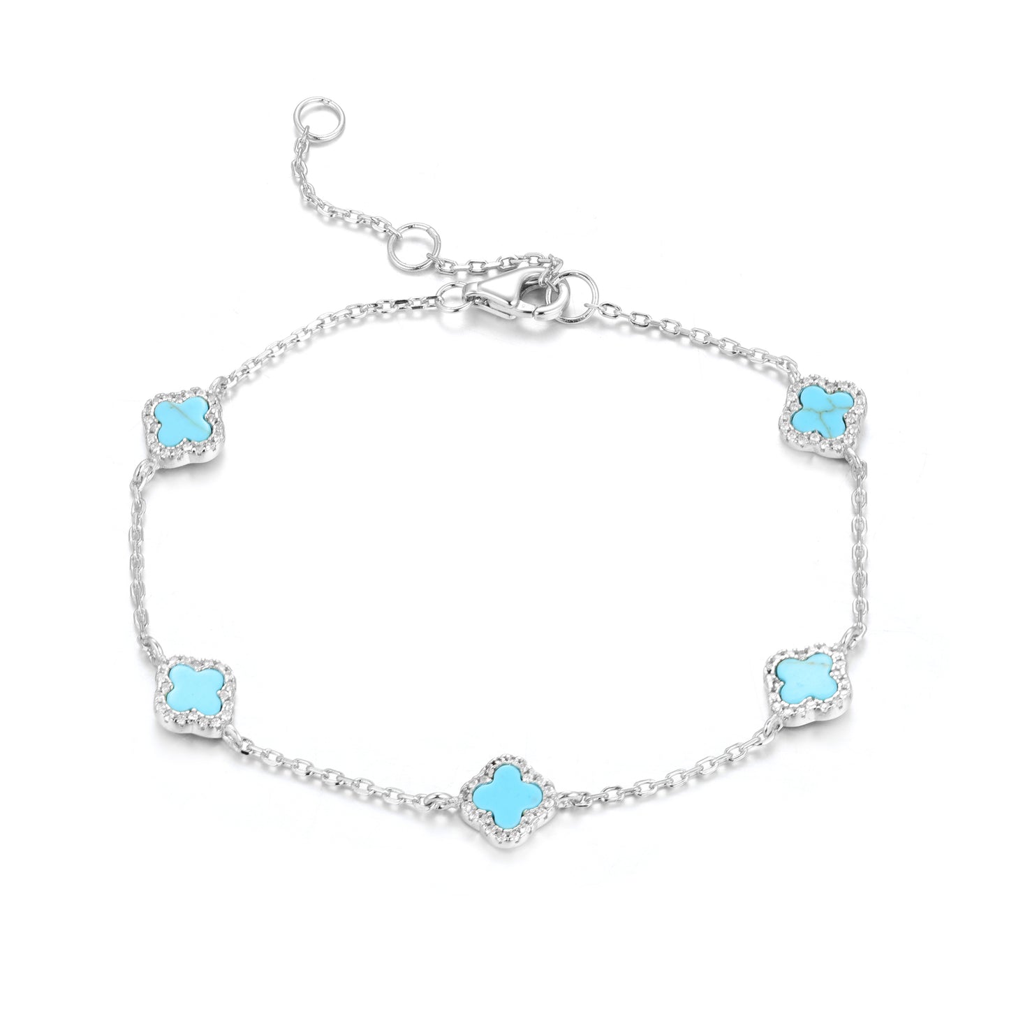 NALA MINI TURQUOISE FIVE CLOVER SILVER BRACELET