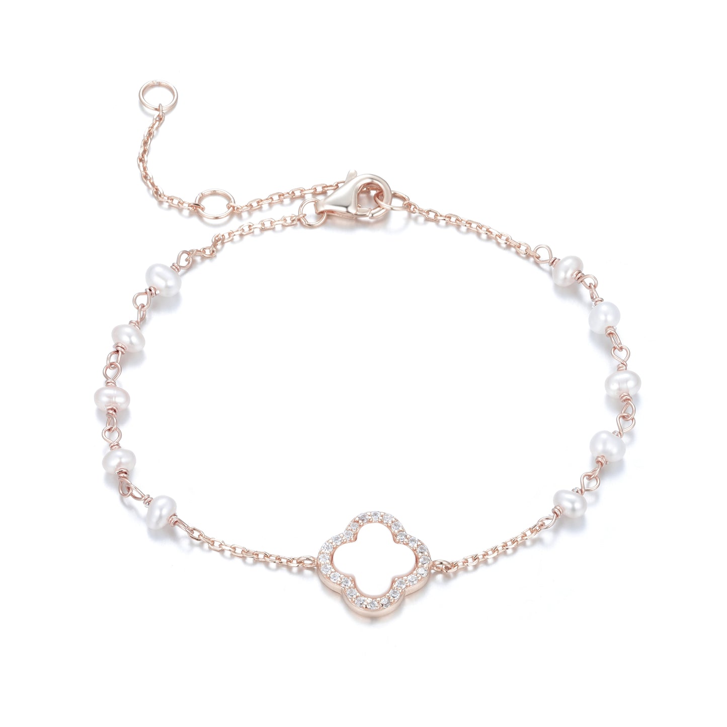 ABIGAIL PEARL CLOVER ROSE GOLD BRACELET