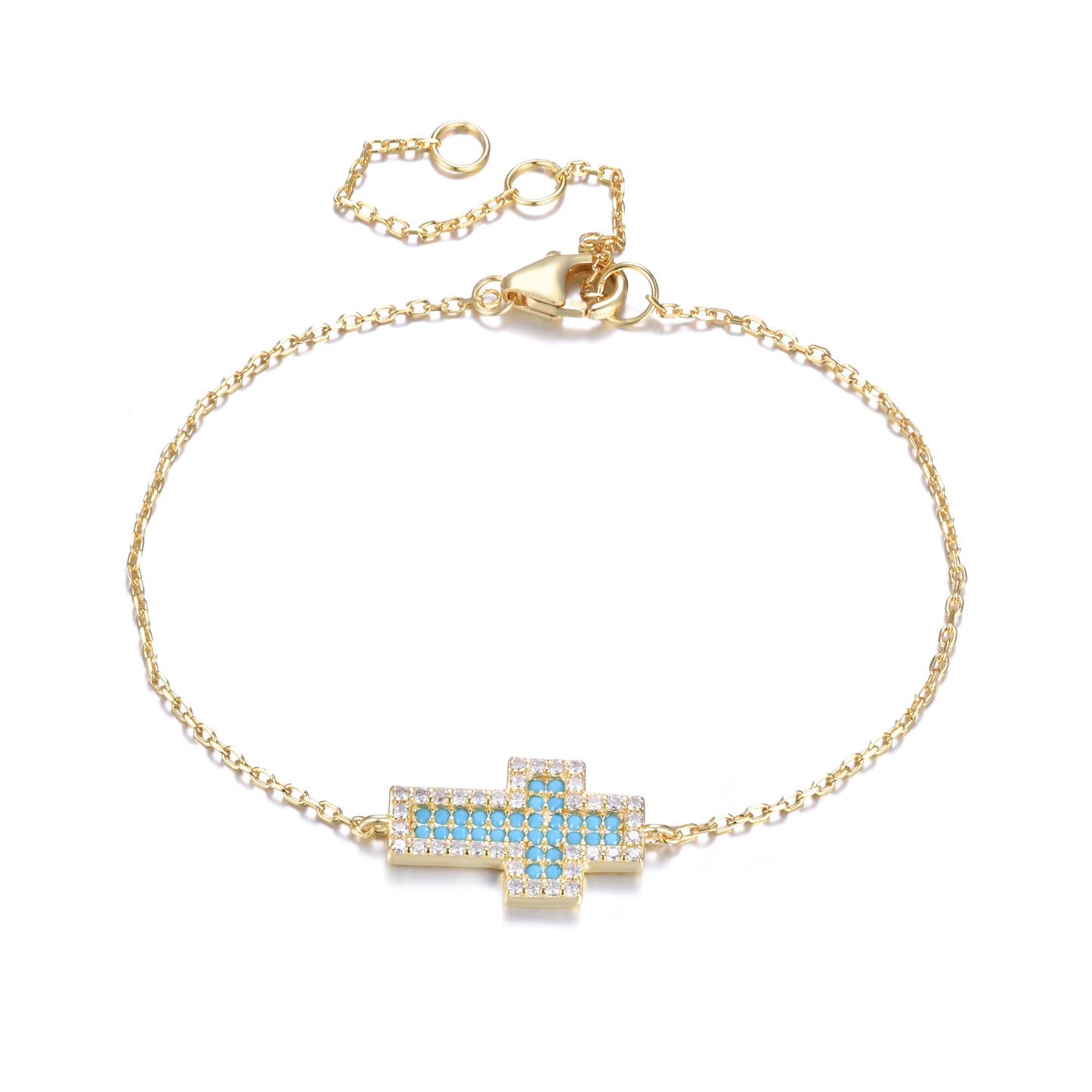 ADA TURQUOISE CROSS GOLD BRACELET