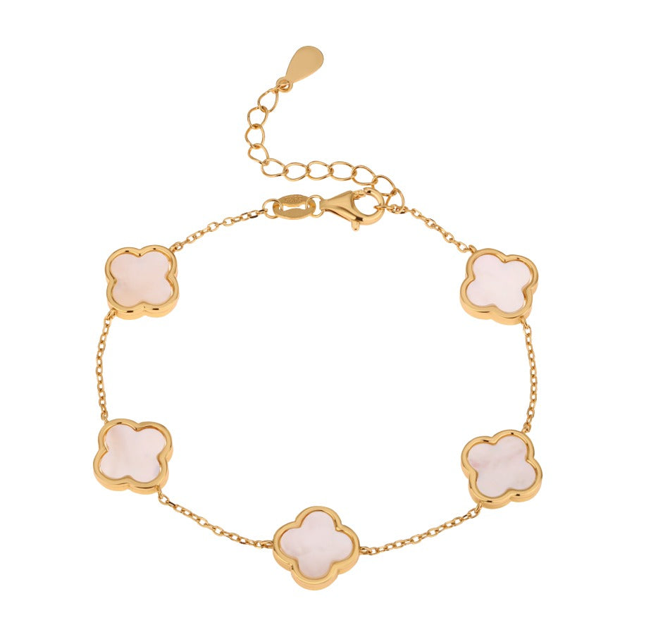 ELLIE MOTHER OF PEARL FIVE CLOVER ROSE GOLD BRACELET