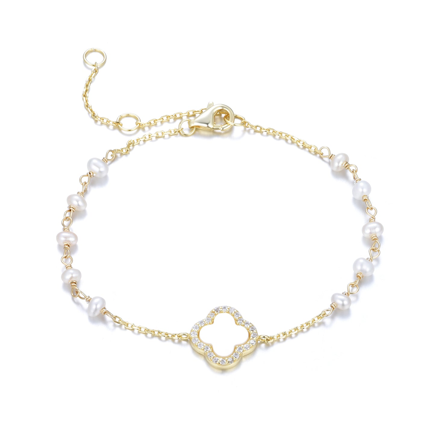 ABIGAIL PEARL CLOVER GOLD BRACELET