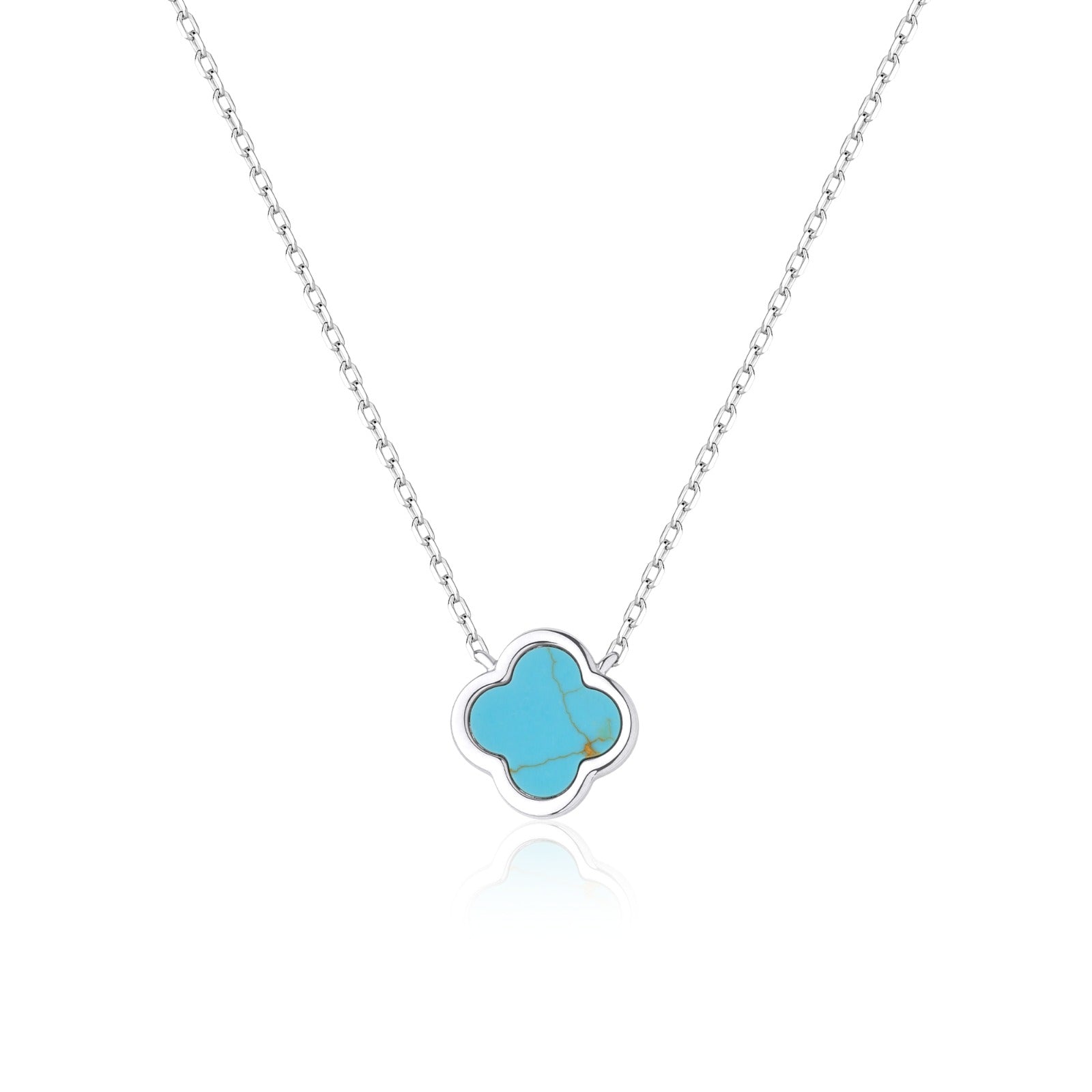 ELLIE TURQUOISE CLOVER SILVER NECKLACE