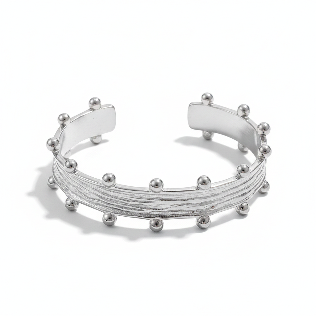 ARLO STUDDED SILVER BANGLE