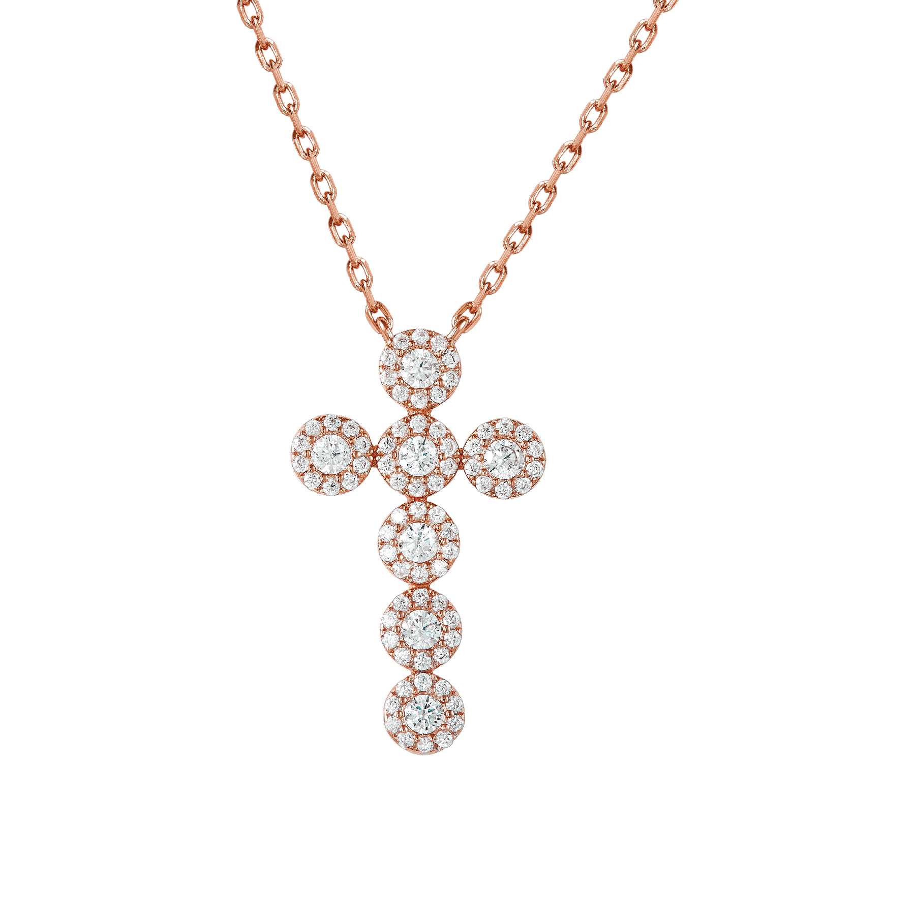 HOPE CRYSTAL LARGE CROSS ROSE GOLD NECKLACE