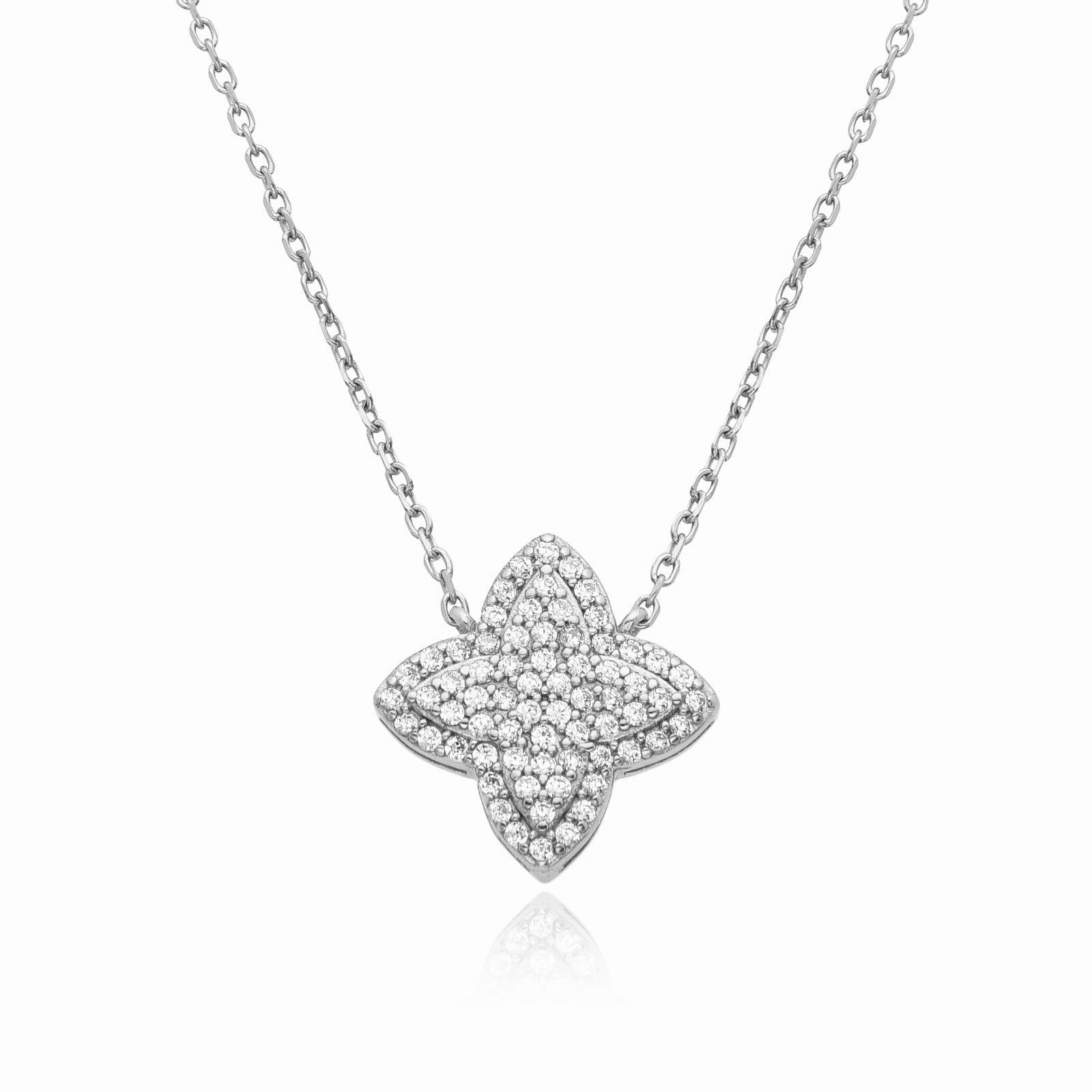 INAYA CRYSTAL FLOWER SILVER NECKLACE