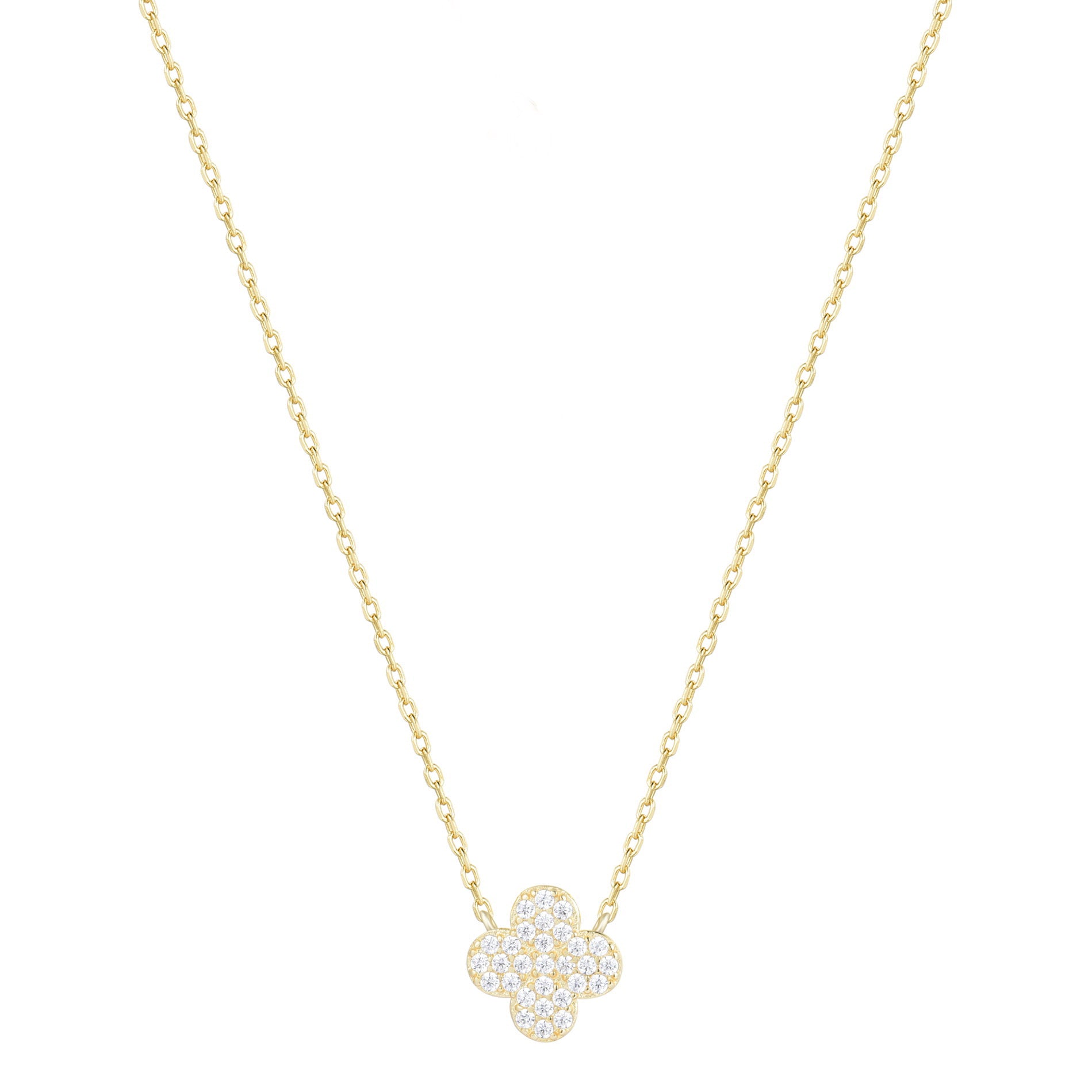 CARMEN CRYSTAL CLOVER GOLD NECKLACE