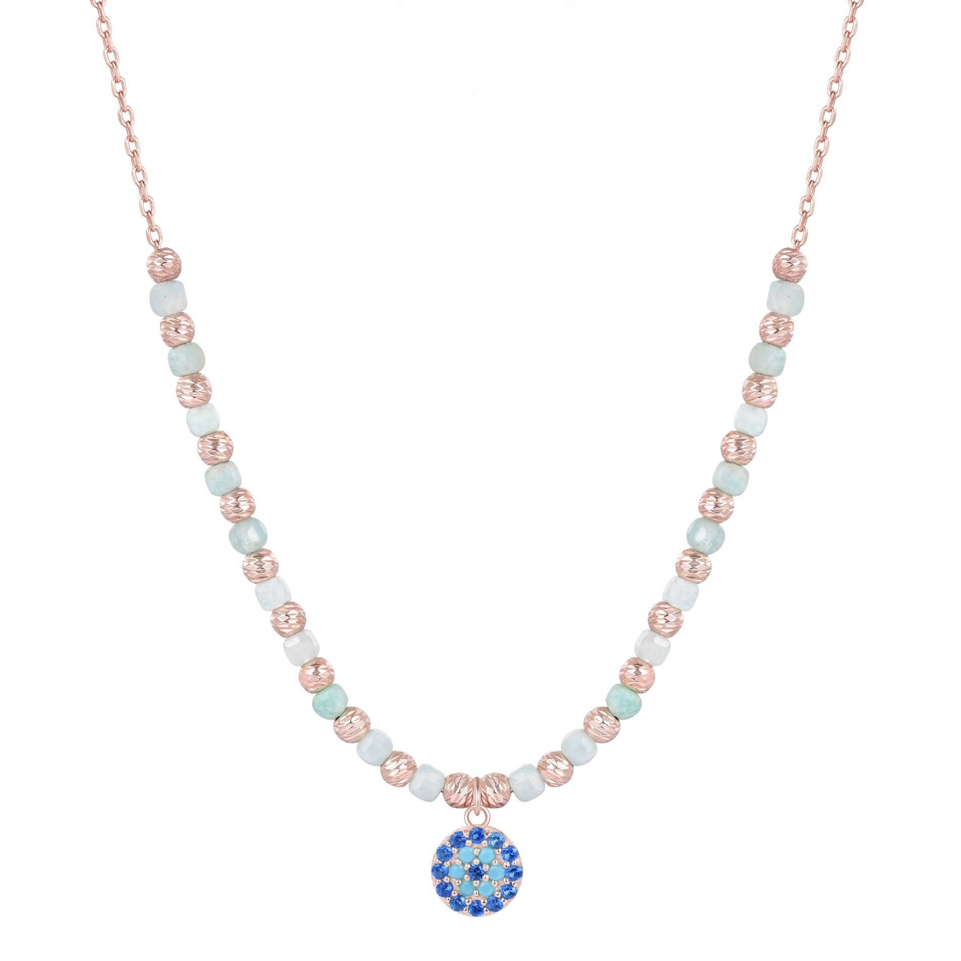 AYLA EVIL EYE ROSE GOLD NECKLACE