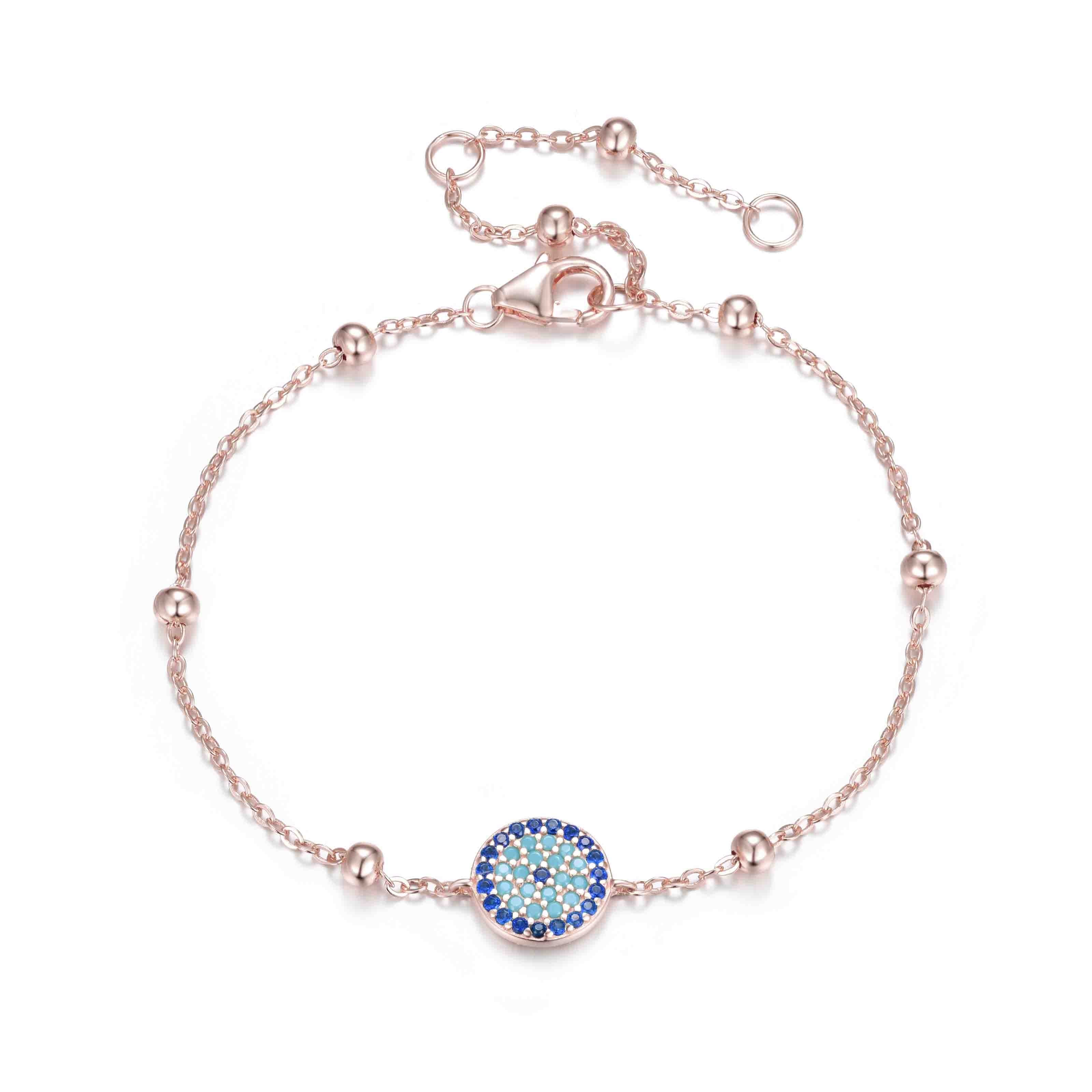 AZURE EVIL EYE ROSE GOLD BRACELET