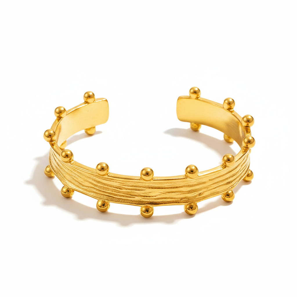 ARLO STUDDED GOLD BANGLE