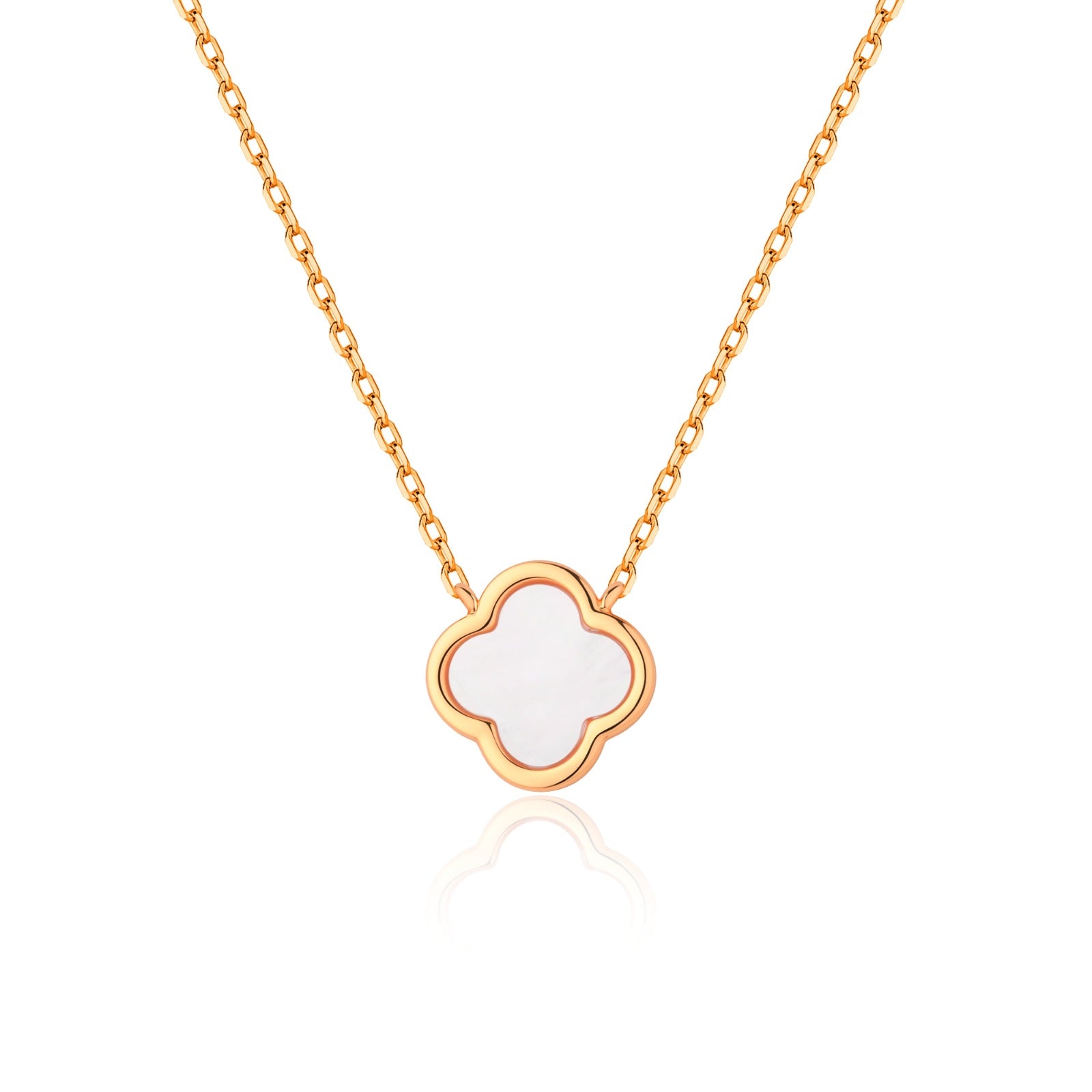 ELLIE MOTHER OF PEARL CLOVER ROSE GOLD NECKLACE