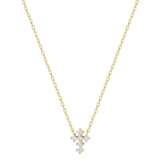 ANISA CRYSTAL MINI CROSS GOLD NECKLACE