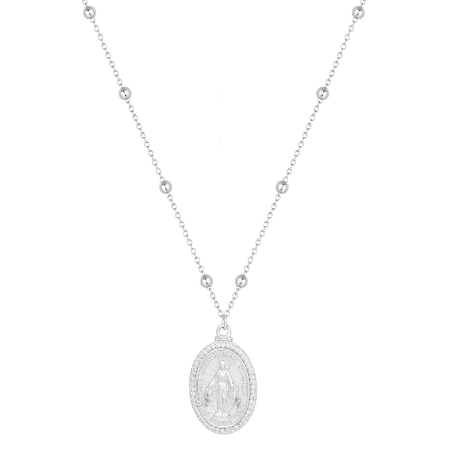 MARY CRYSTAL SILVER BEADED NECKLACE