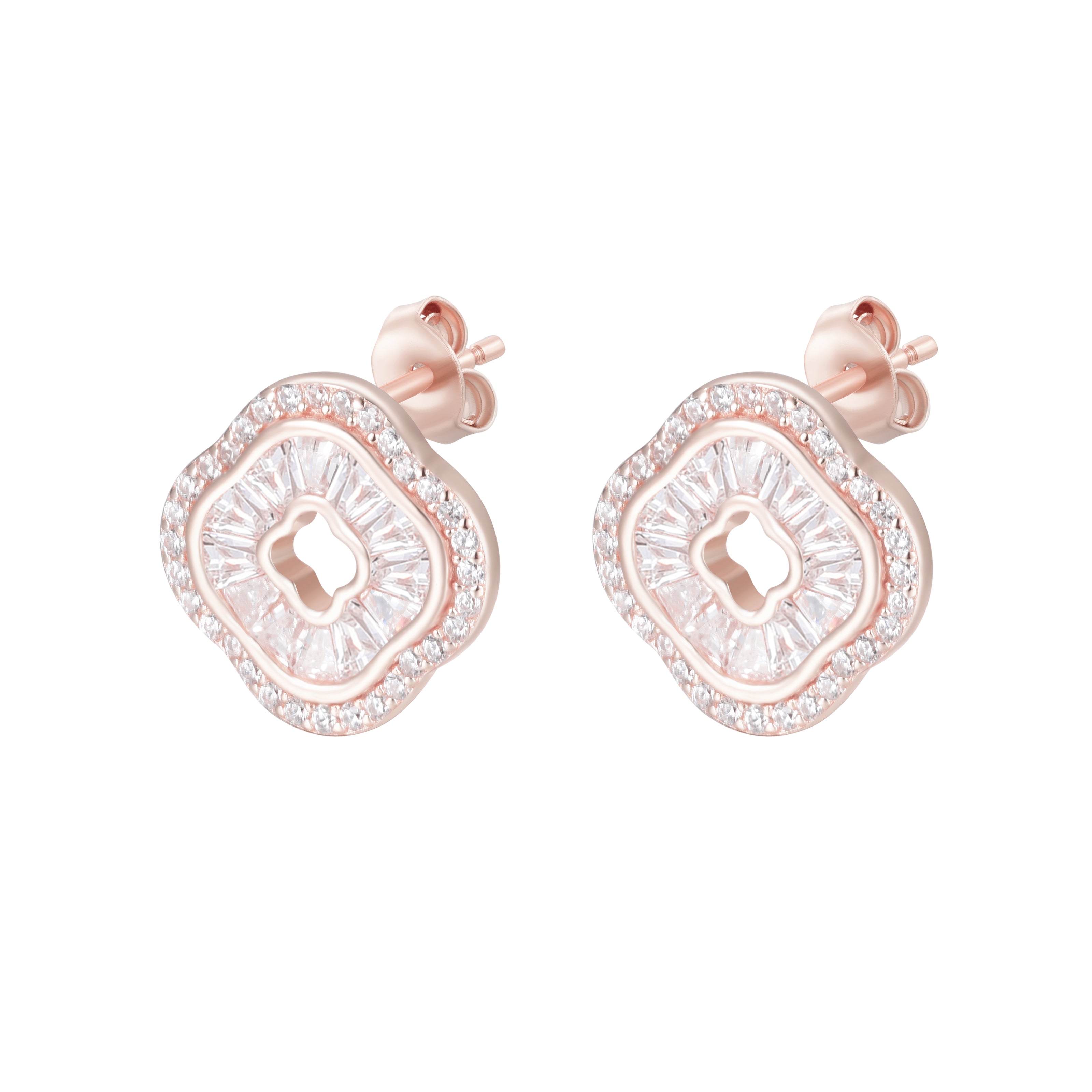 SOLARA BAGUETTE CLOVER ROSE GOLD EARRINGS
