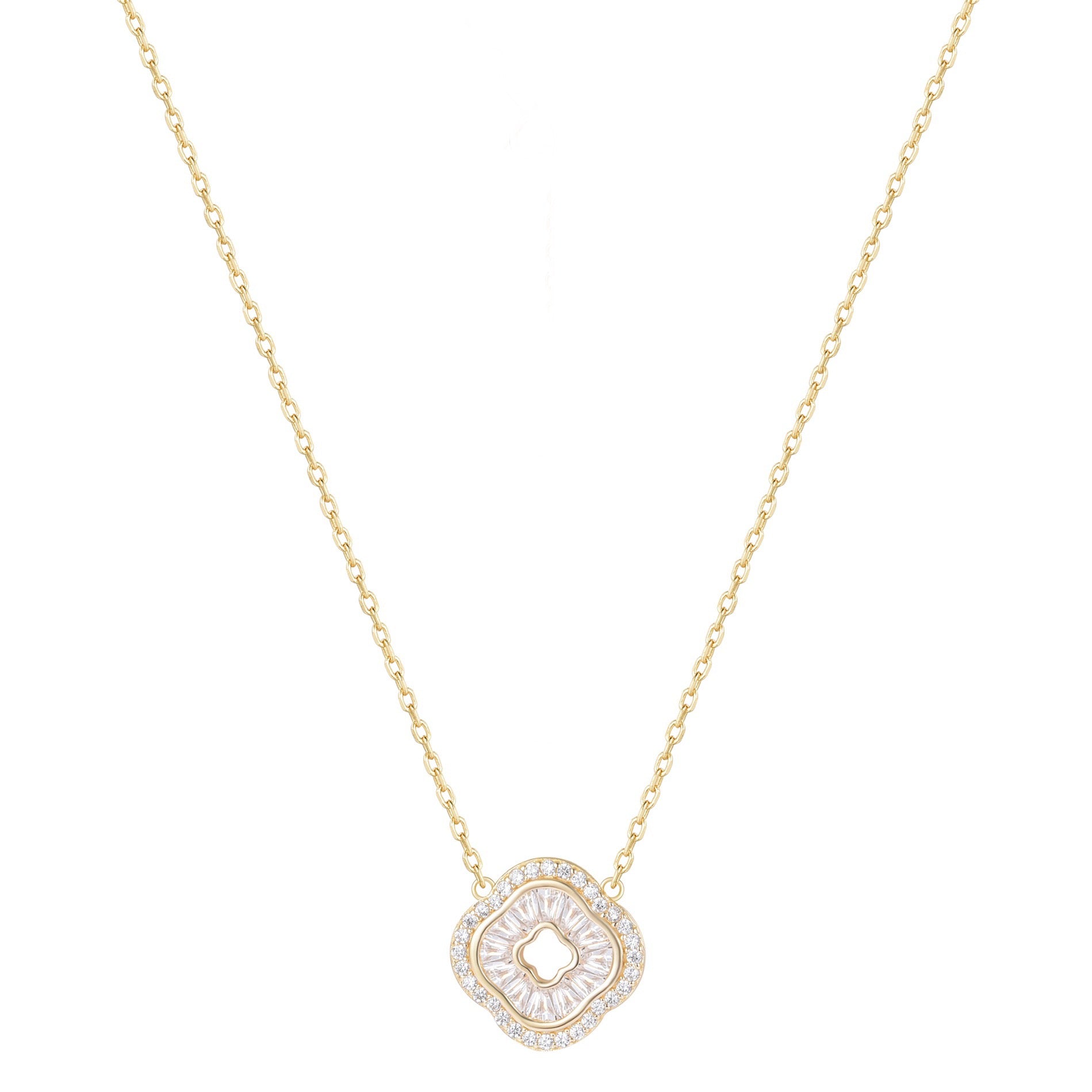 SOLARA BAGUETTE CLOVER GOLD NECKLACE
