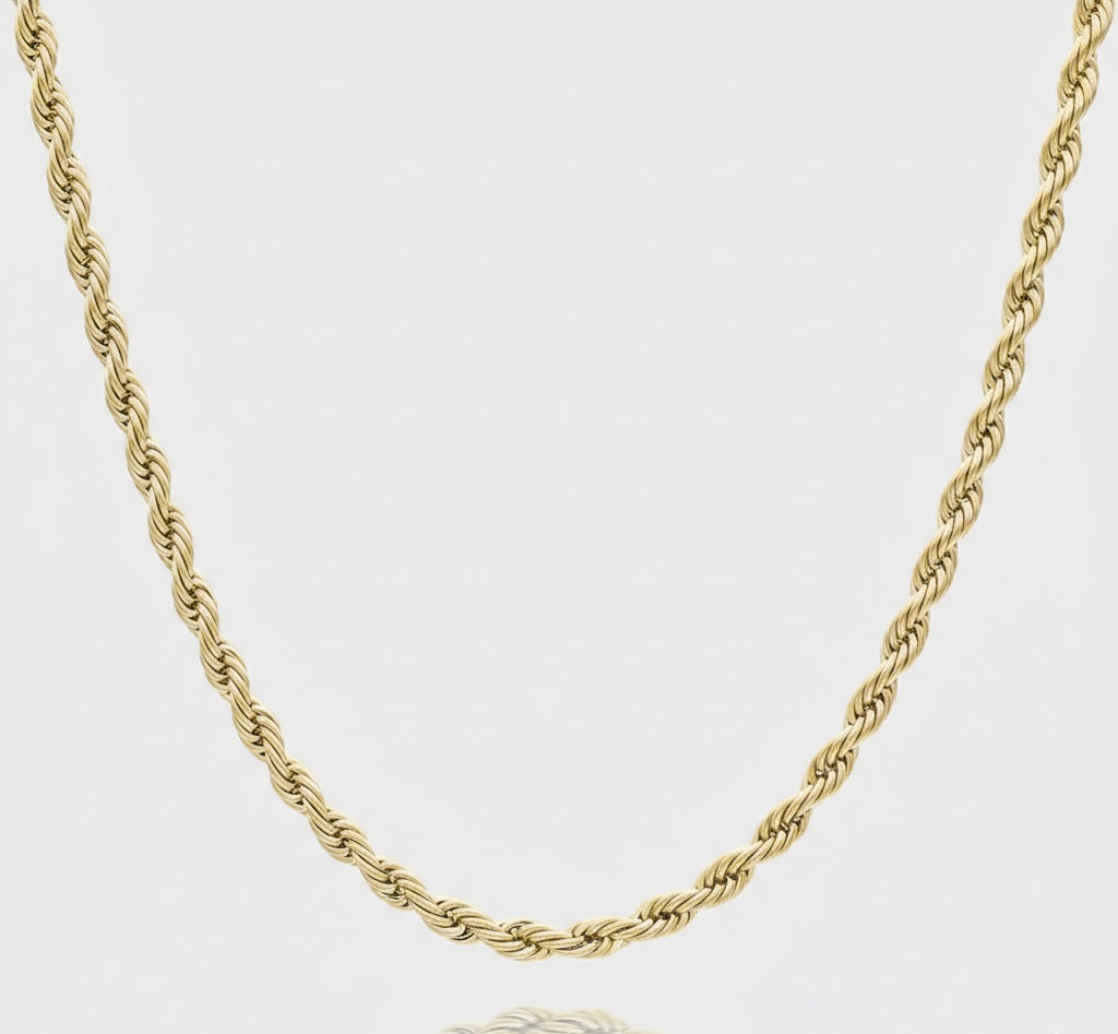 CLASSIC ROPE 4MM GOLD NECKLACE