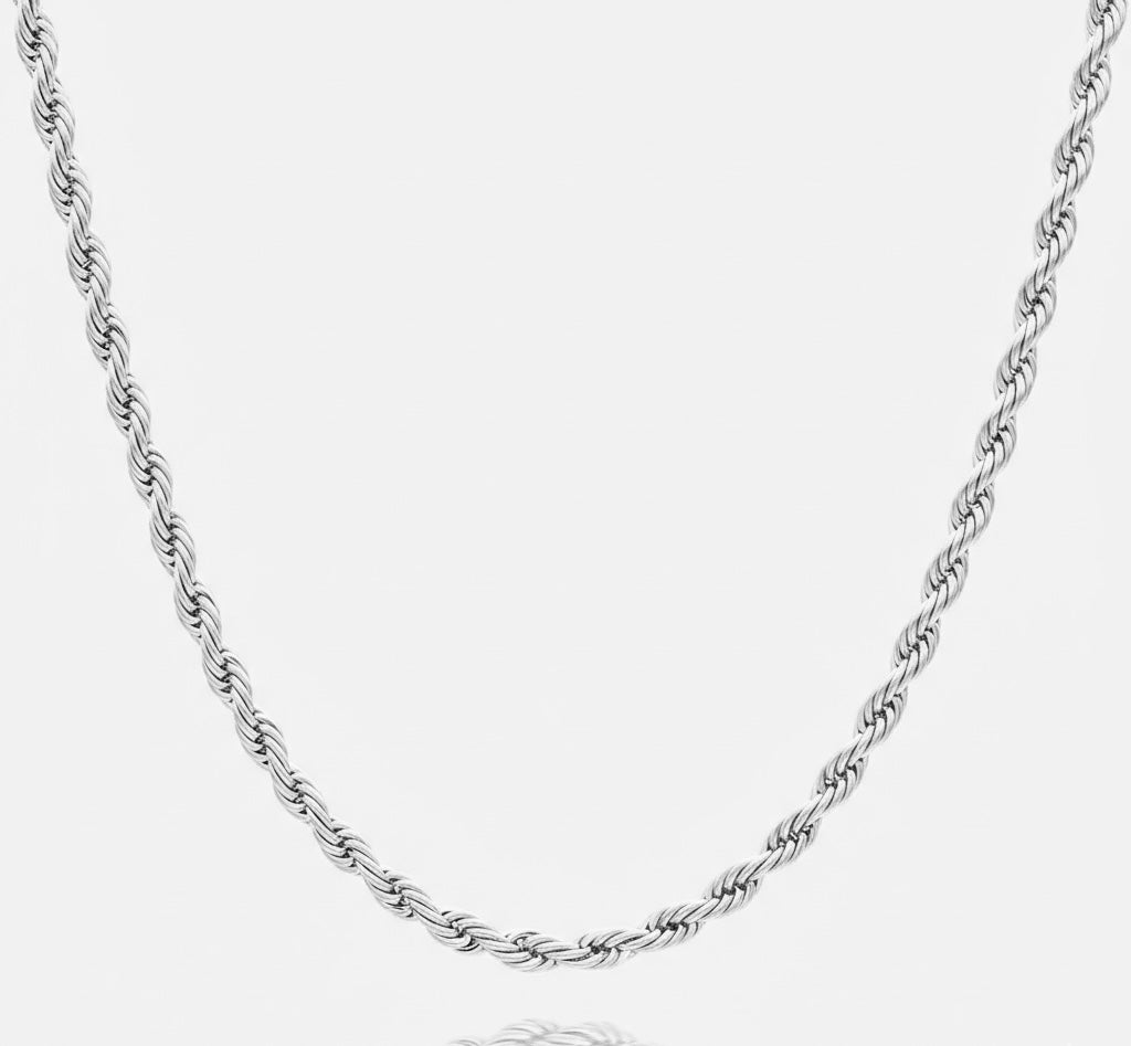 CLASSIC ROPE 4MM SILVER NECKLACE