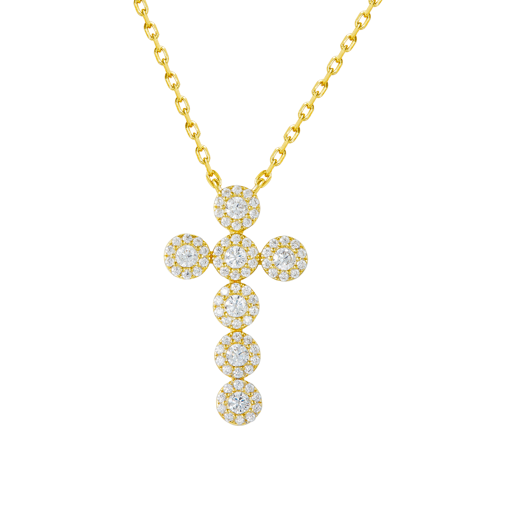 HOPE CRYSTAL LARGE CROSS GOLD NECKLACE