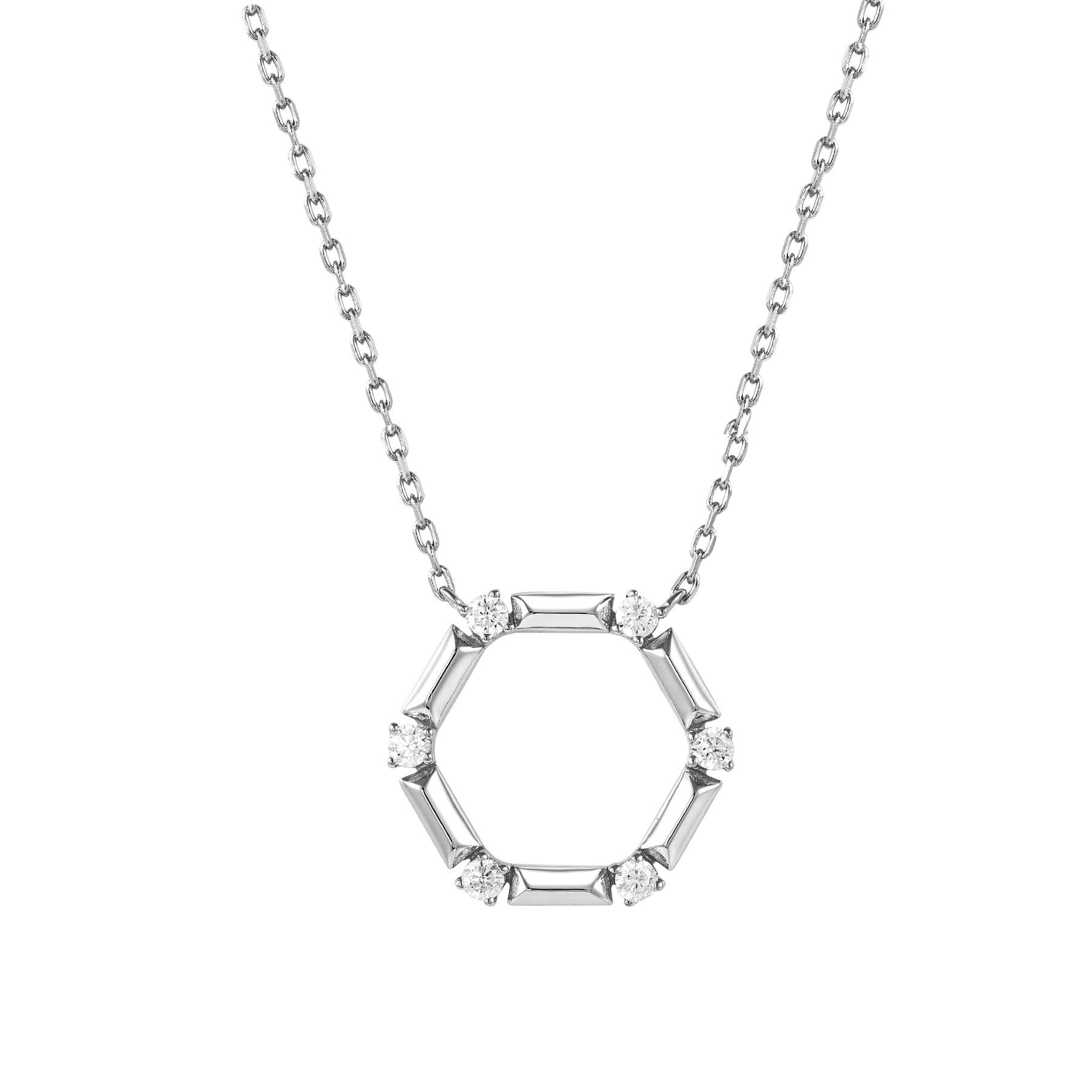 AUBREY HEXAGON SILVER NECKLACE
