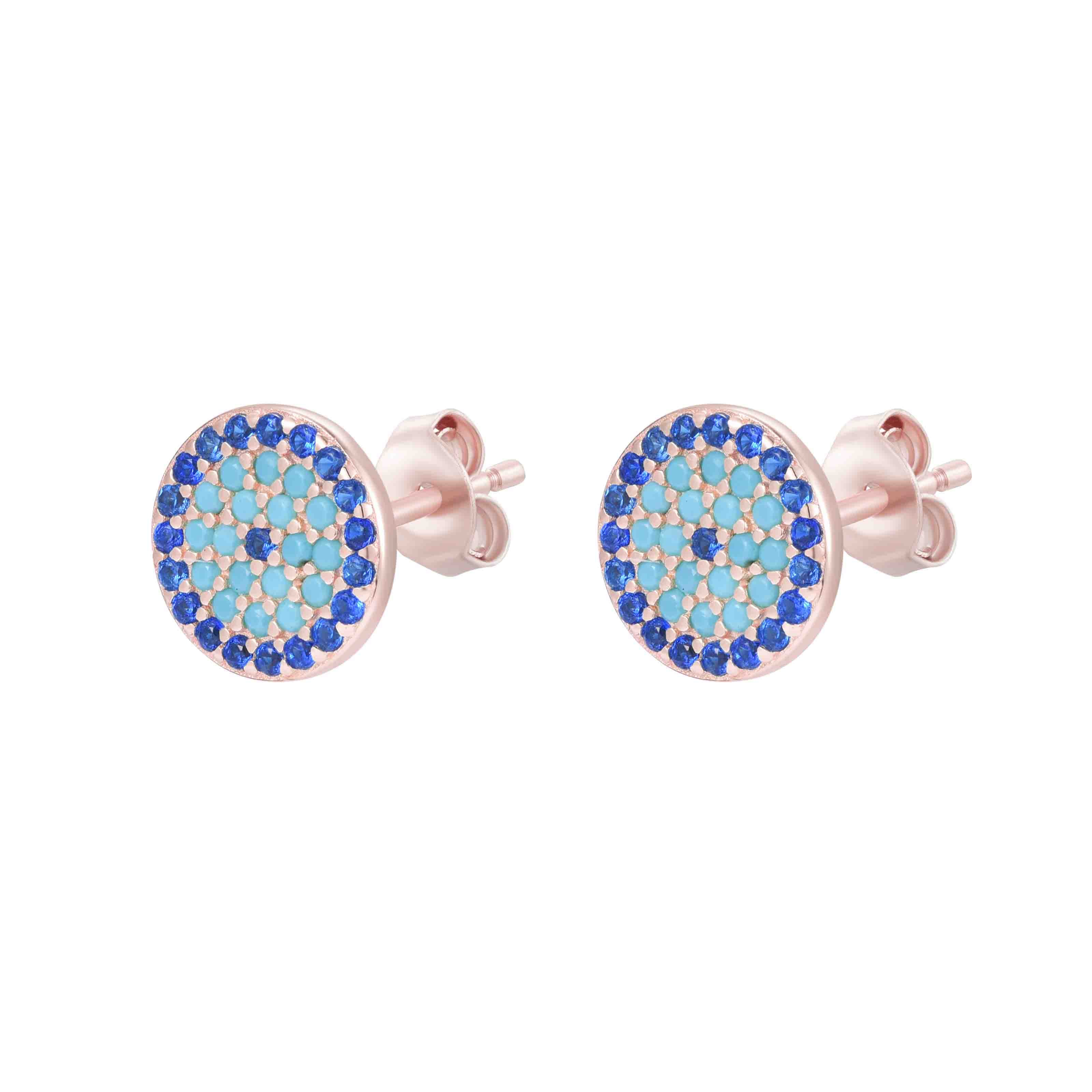 AZURE EVIL EYE ROSE GOLD EARRINGS