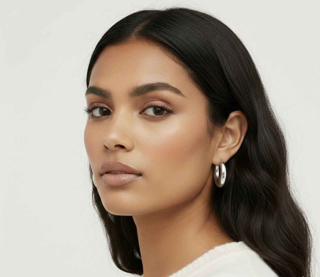 ALBA HOOP SILVER EARRINGS