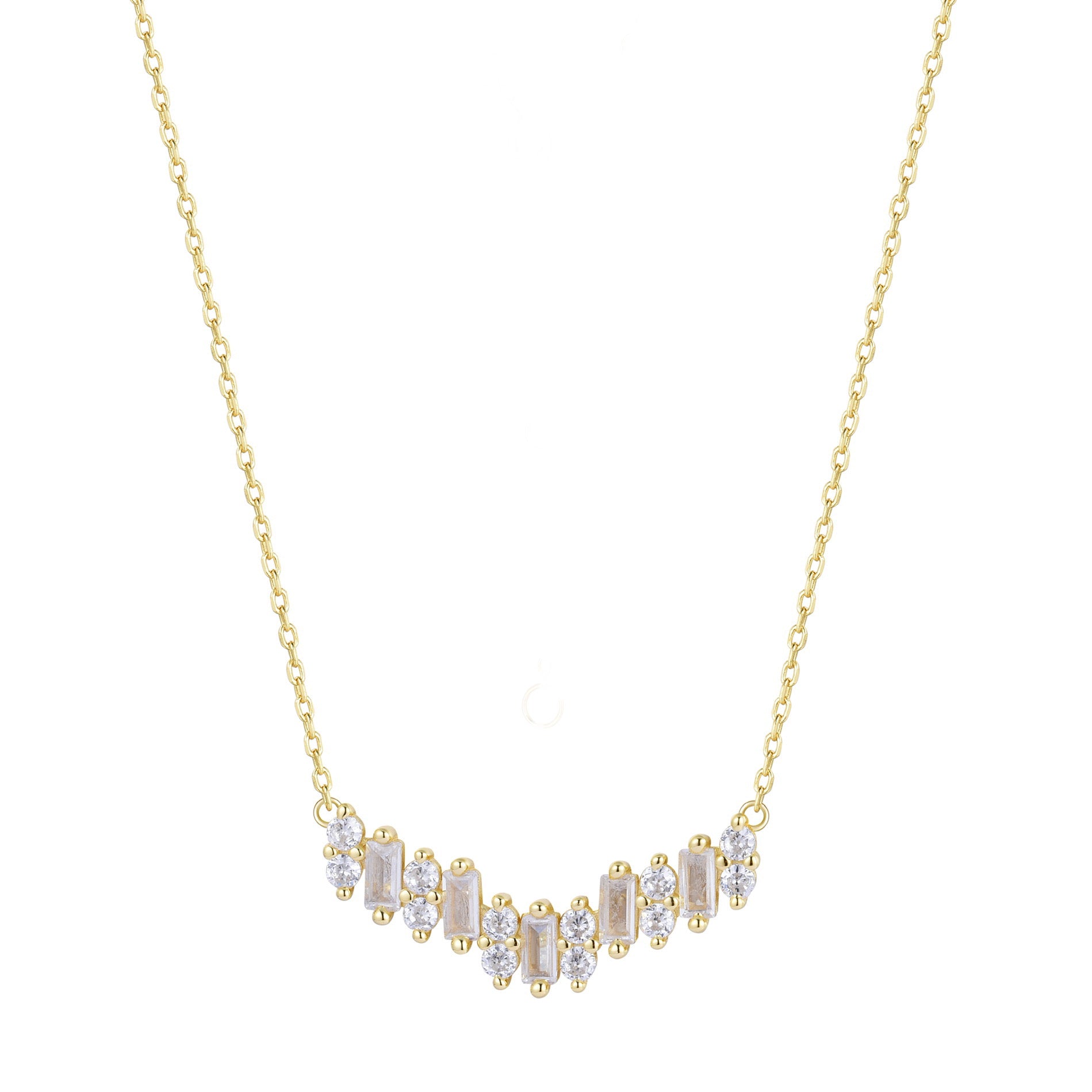 PIA BAGUETTE CRYSTAL GOLD NECKLACE