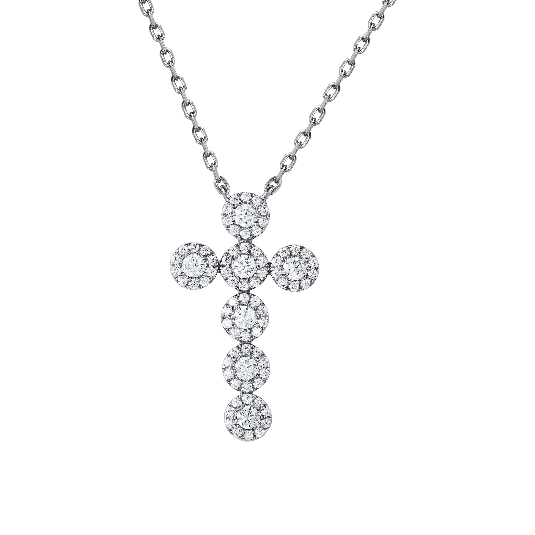 HOPE CRYSTAL LARGE CROSS SILVER NECKLACE