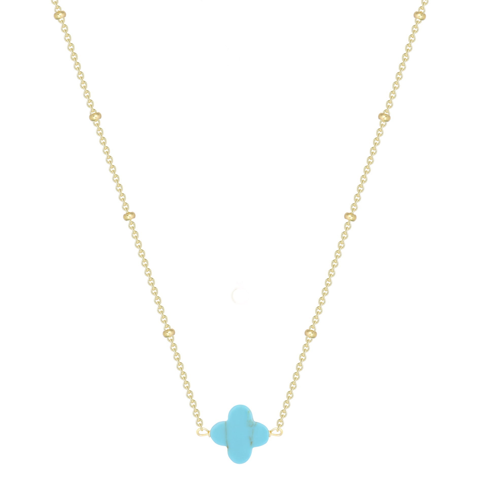 MALANI TURQUOISE CLOVER GOLD NECKLACE