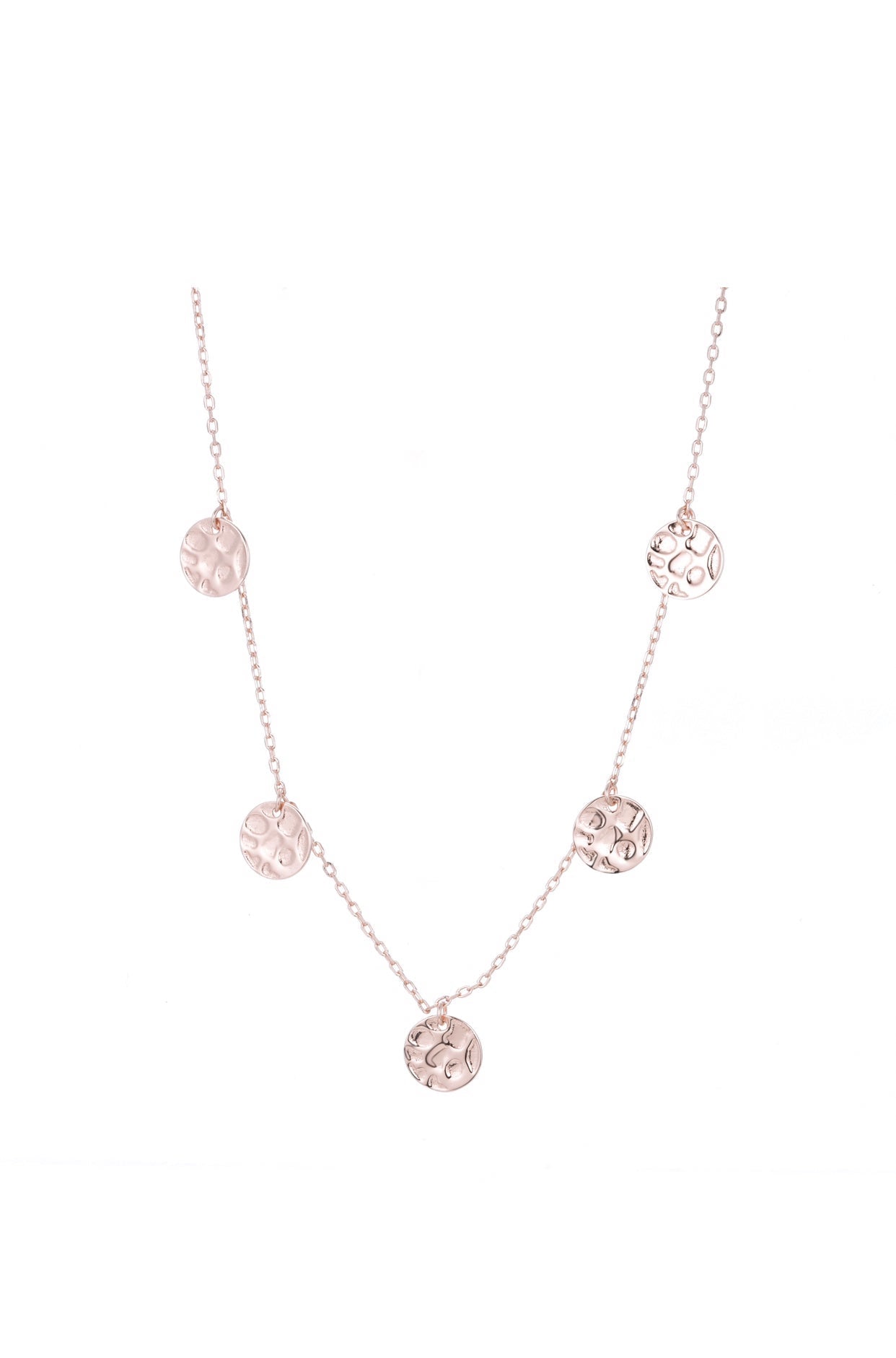 bohemian disc rose gold necklace