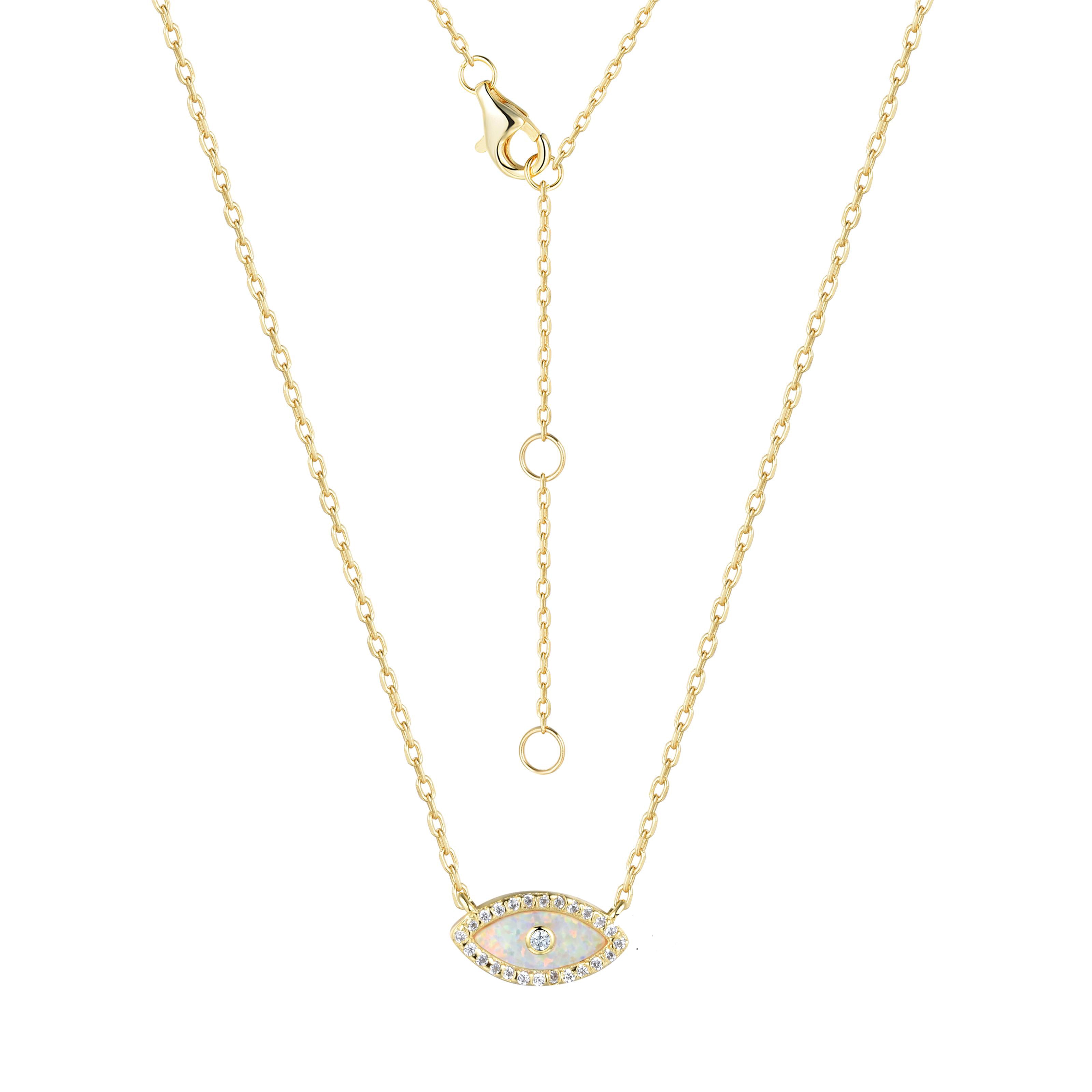 ALANI EVIL EYE WHITE OPAL GOLD NECKLACE