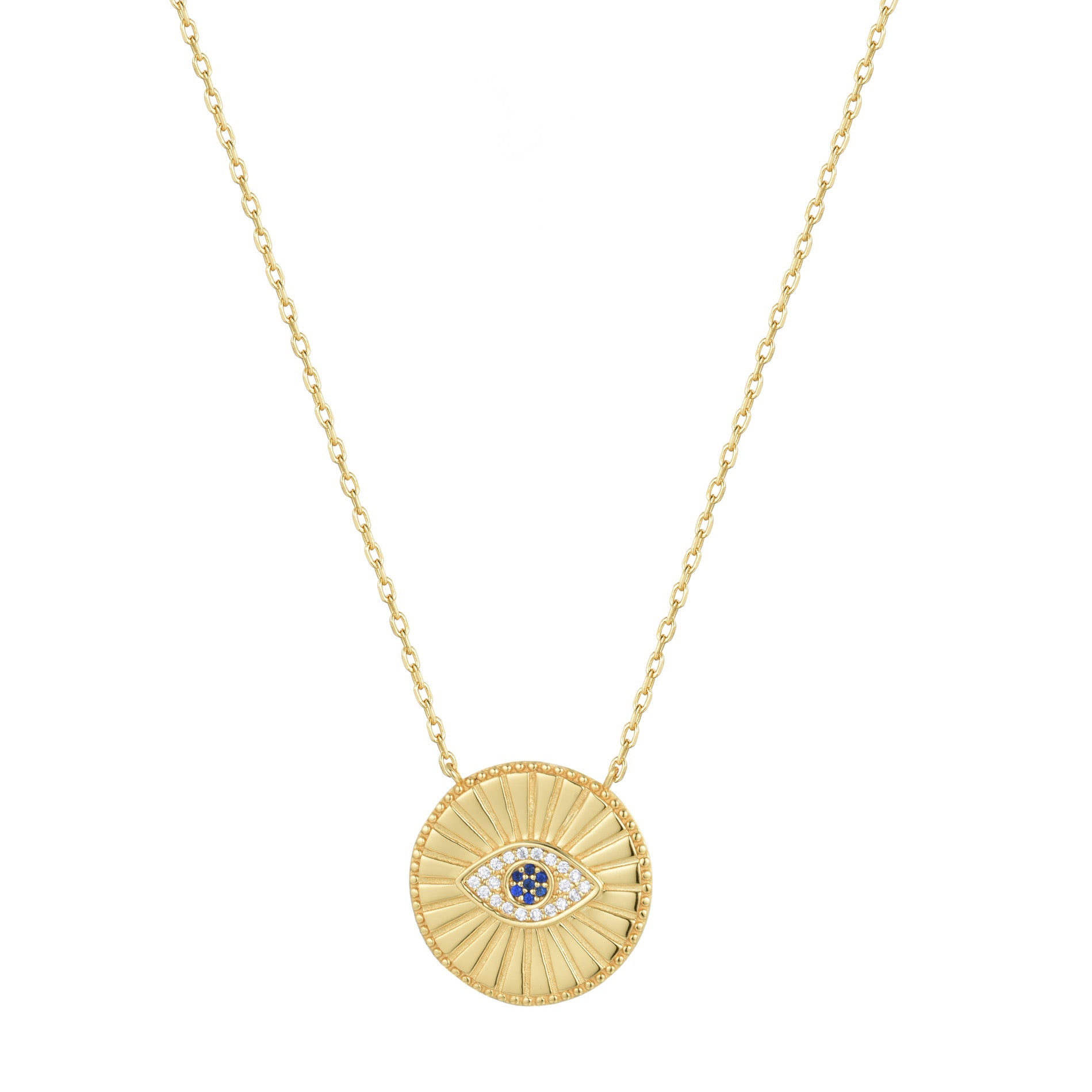 large boho evil eye gold necklace