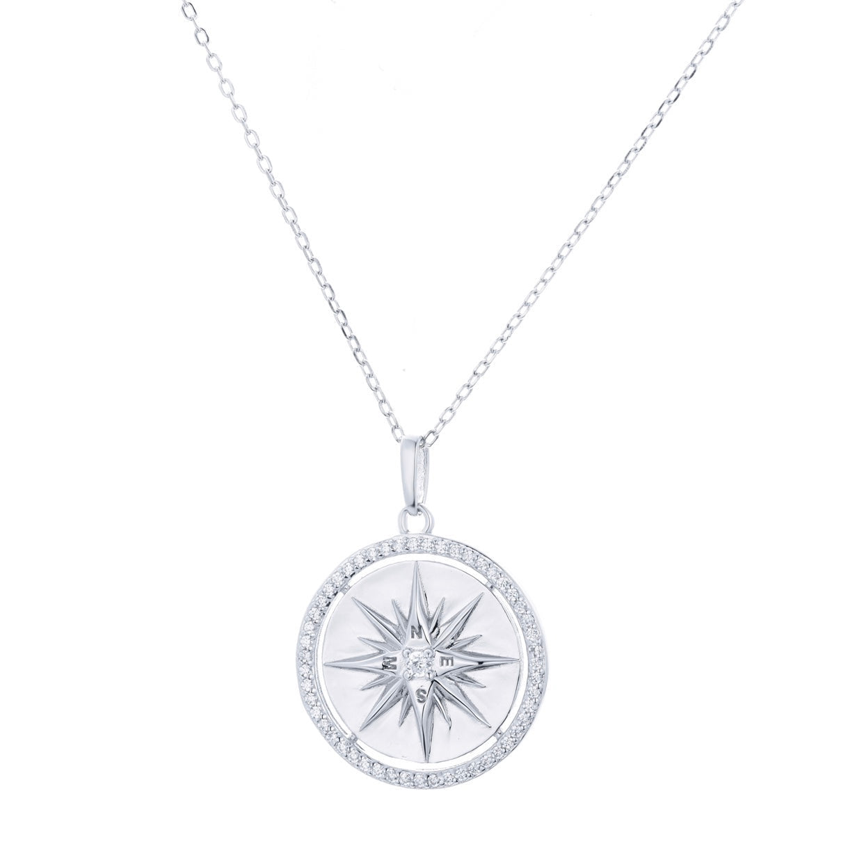 silver compass necklace