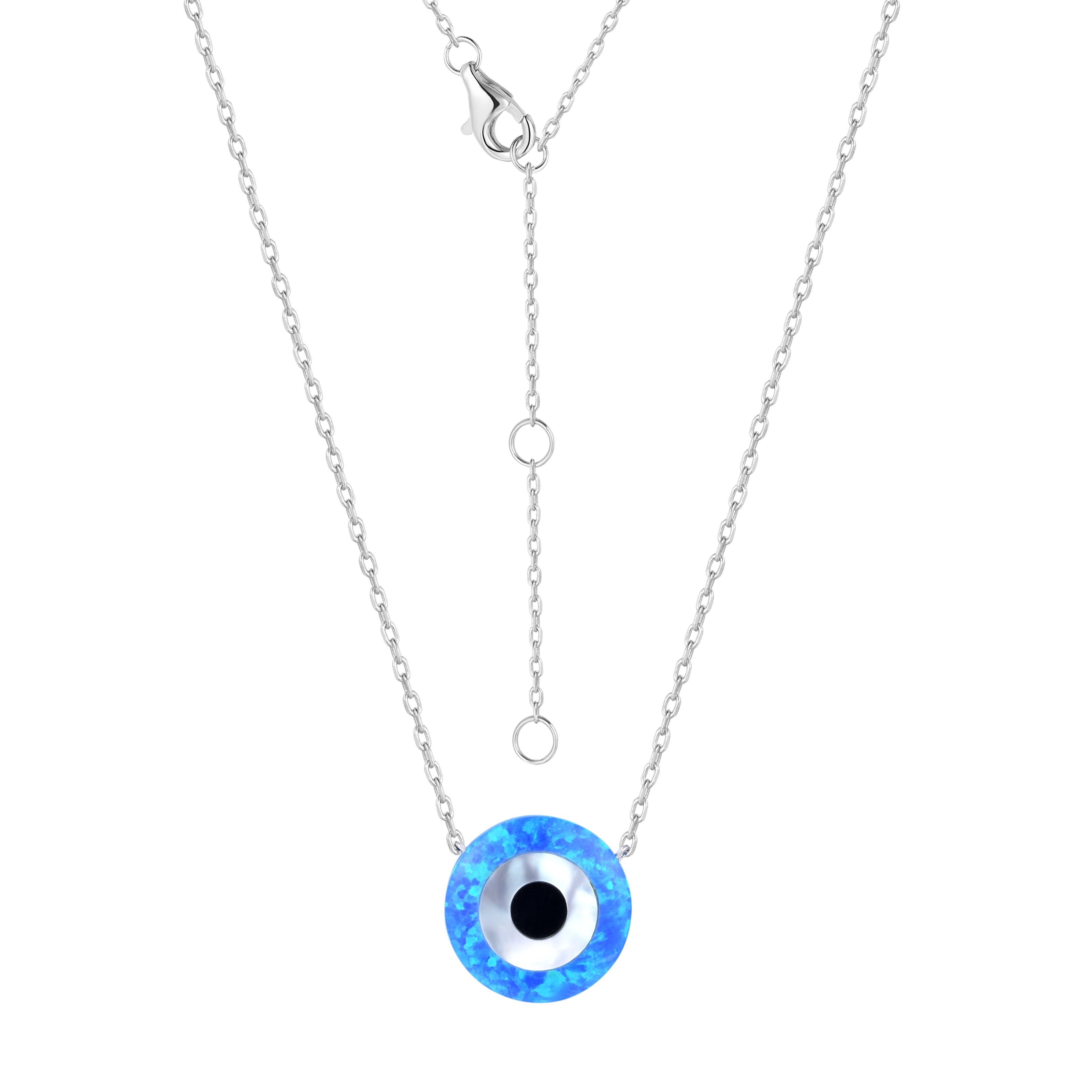 SHYLA OPAL EVIL EYE SILVER NECKLACE