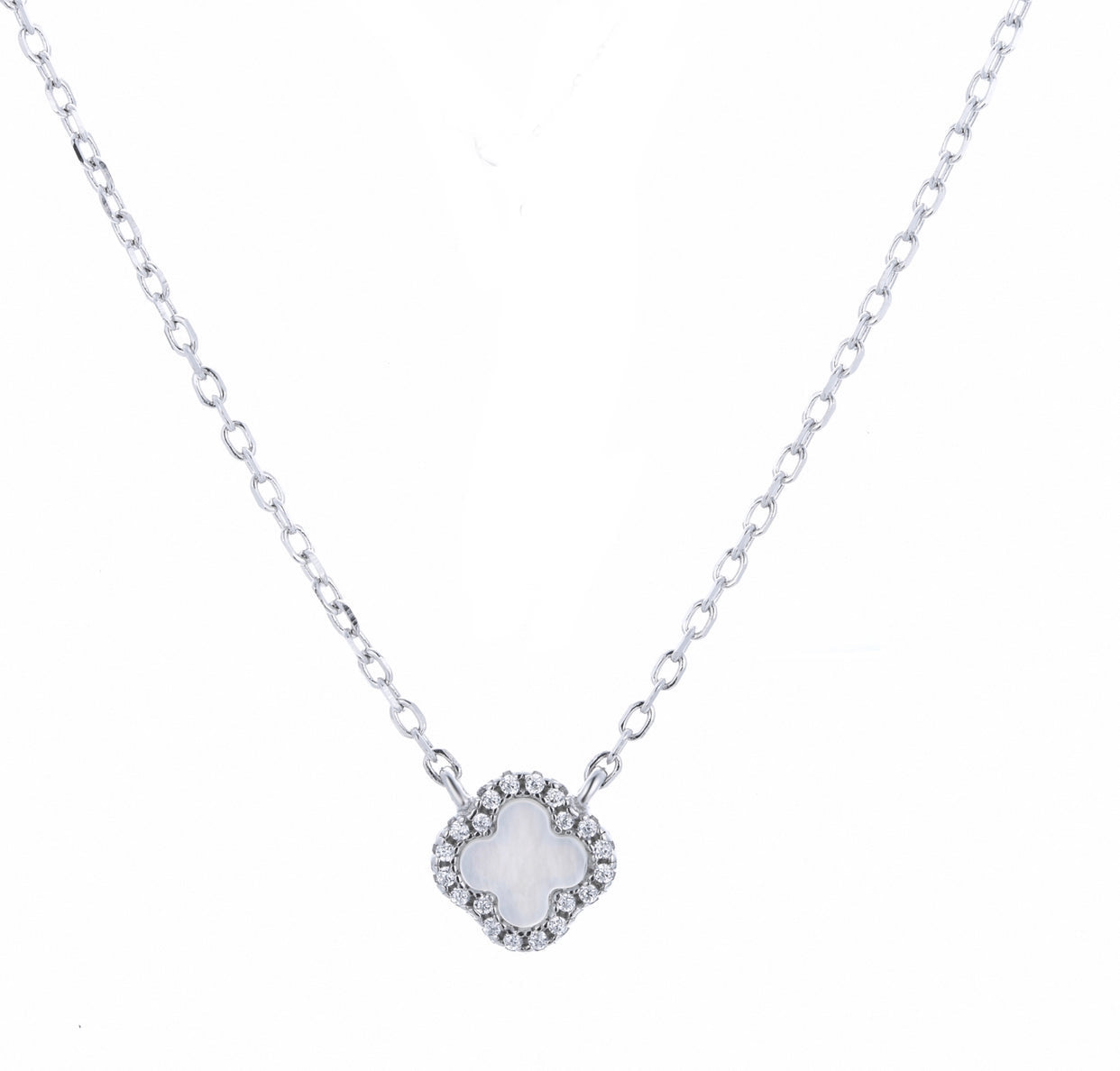 mini mother of pear silver clover necklace