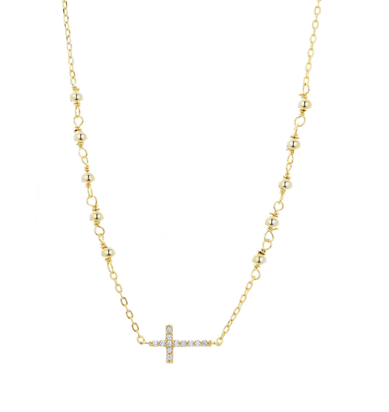 crystal rosary gold necklace