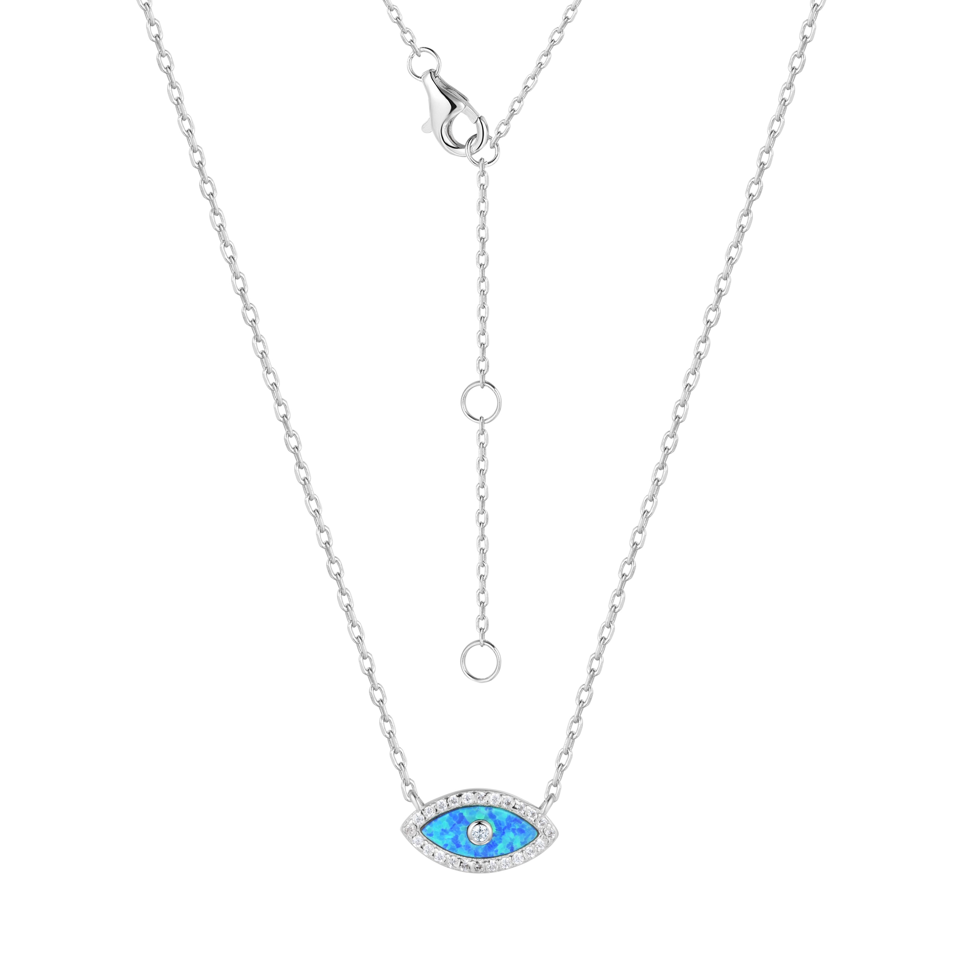 ALANI EVIL EYE BLUE OPAL SILVER NECKLACE