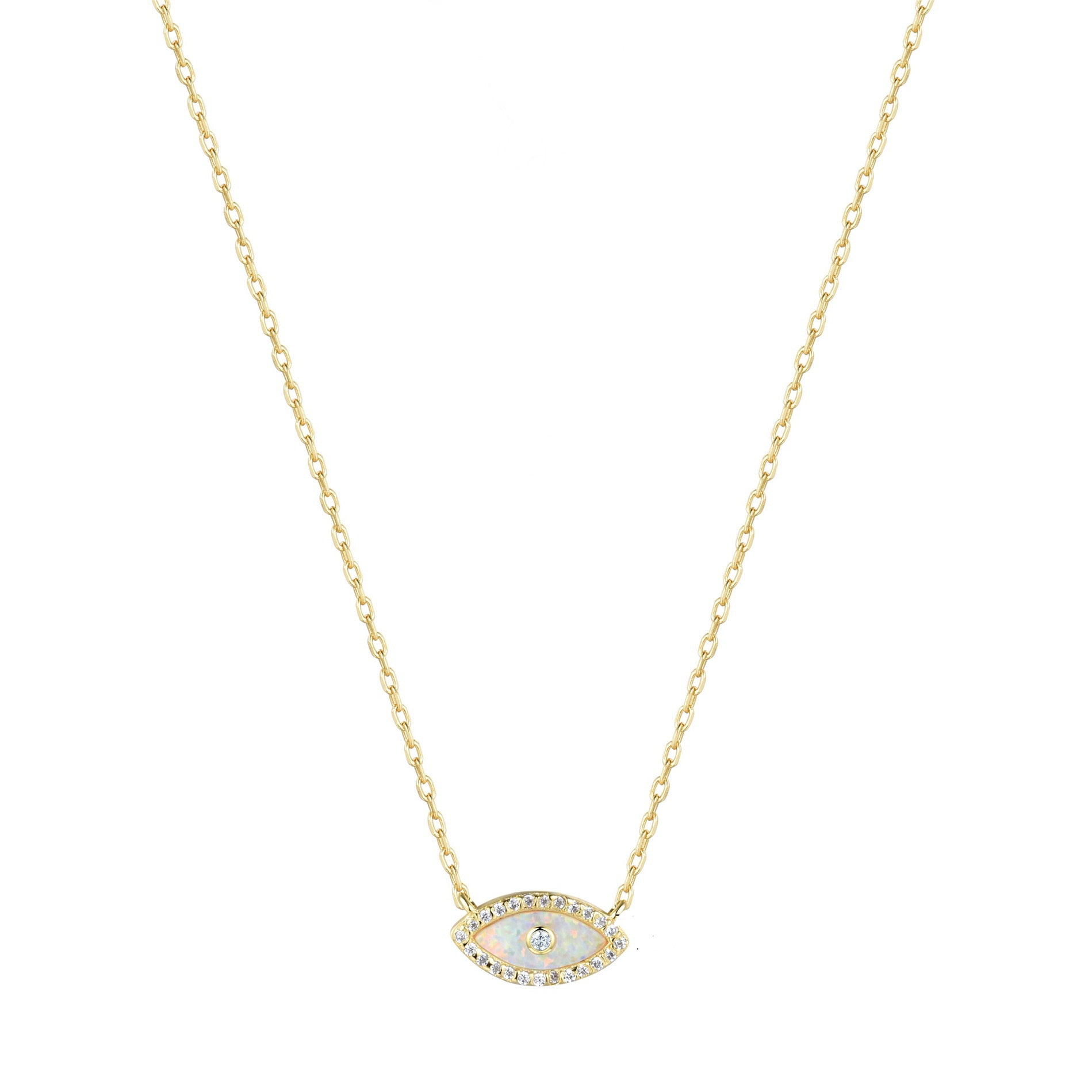 ALANI EVIL EYE WHITE OPAL GOLD NECKLACE