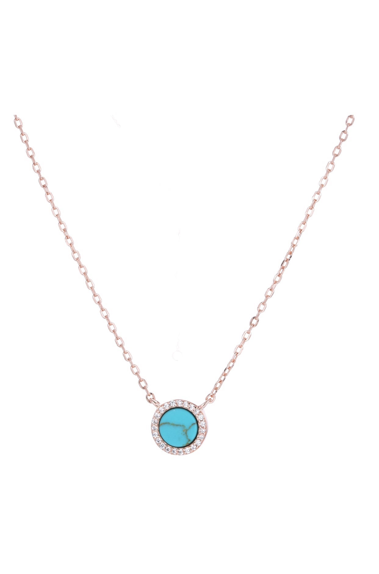 round turquoise rose gold necklace