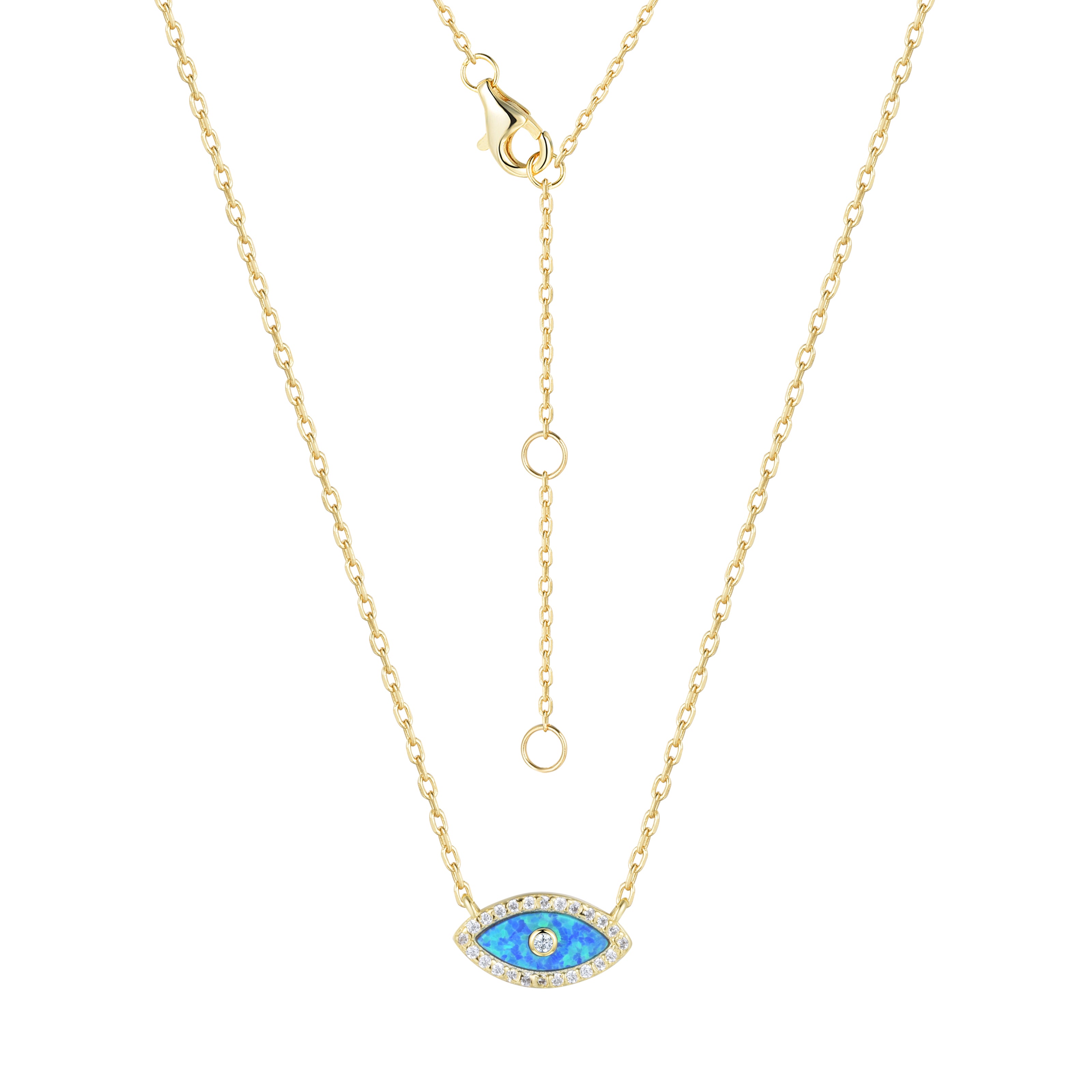 ALANI EVIL EYE BLUE OPAL GOLD NECKLACE