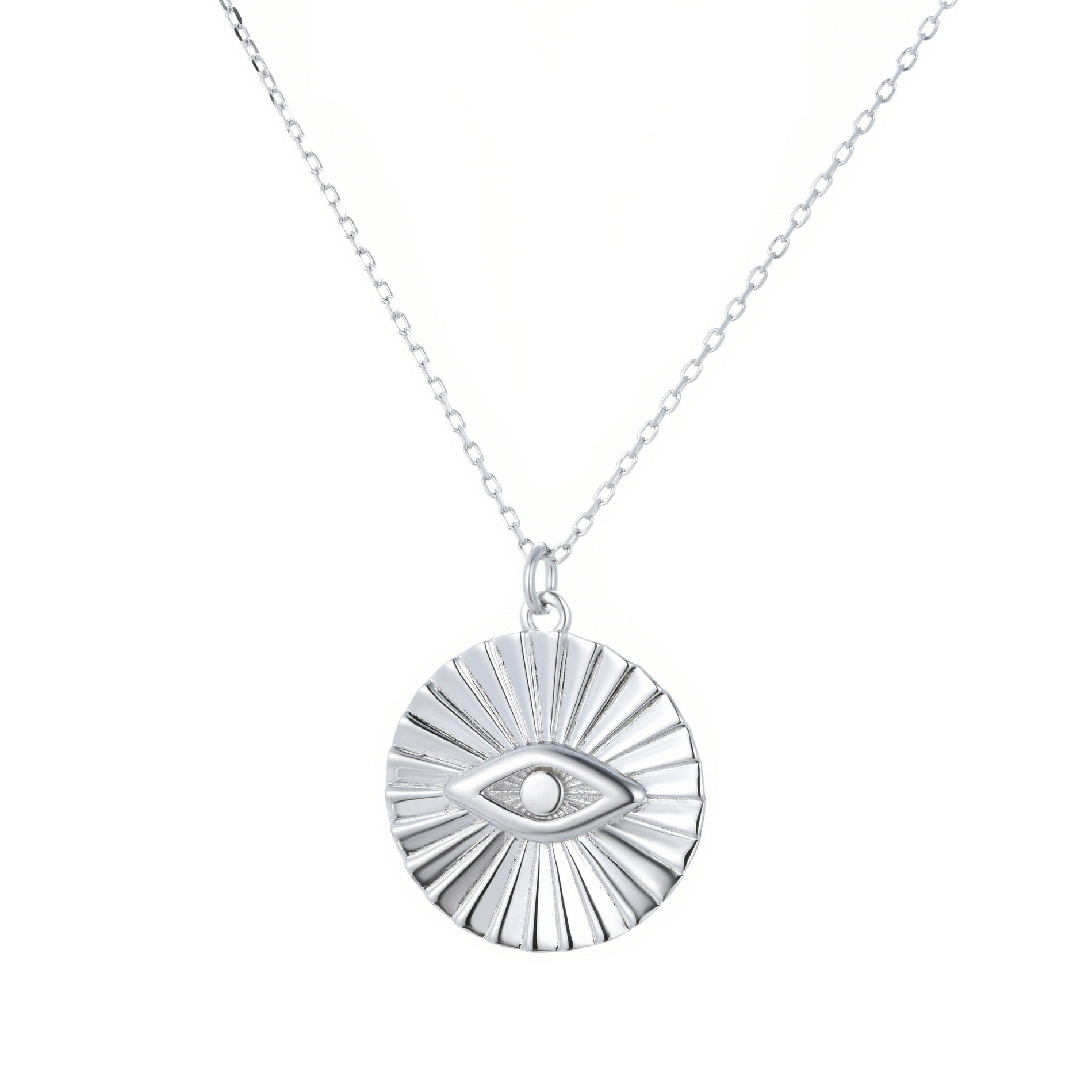 large evil eye silver necklace