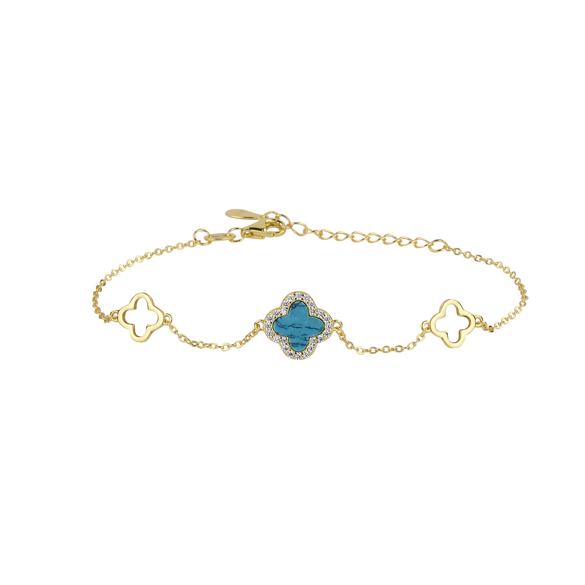 ARABELLA TURQUOISE CLOVER GOLD BRACELET