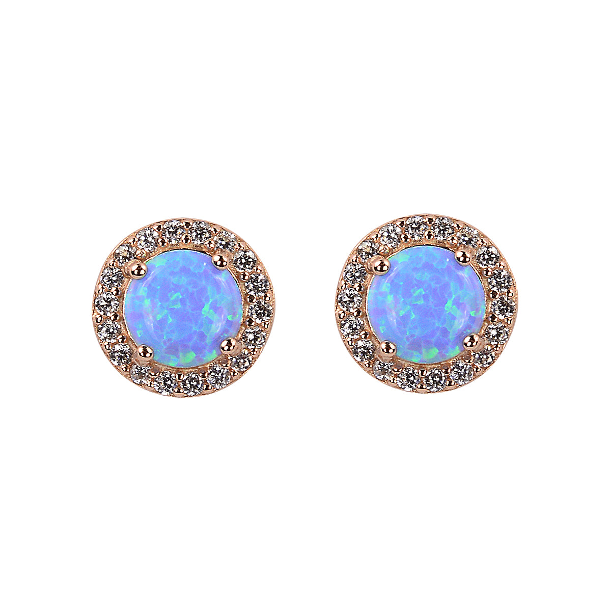 Opal rose gold earrings