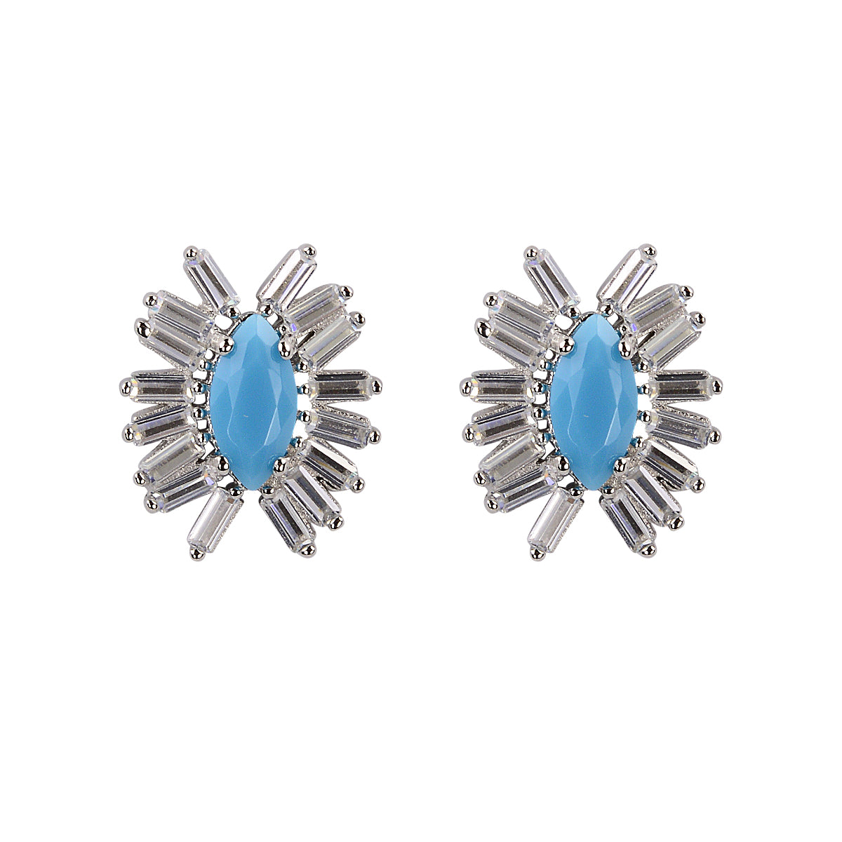 Turquoise baguette silver studs
