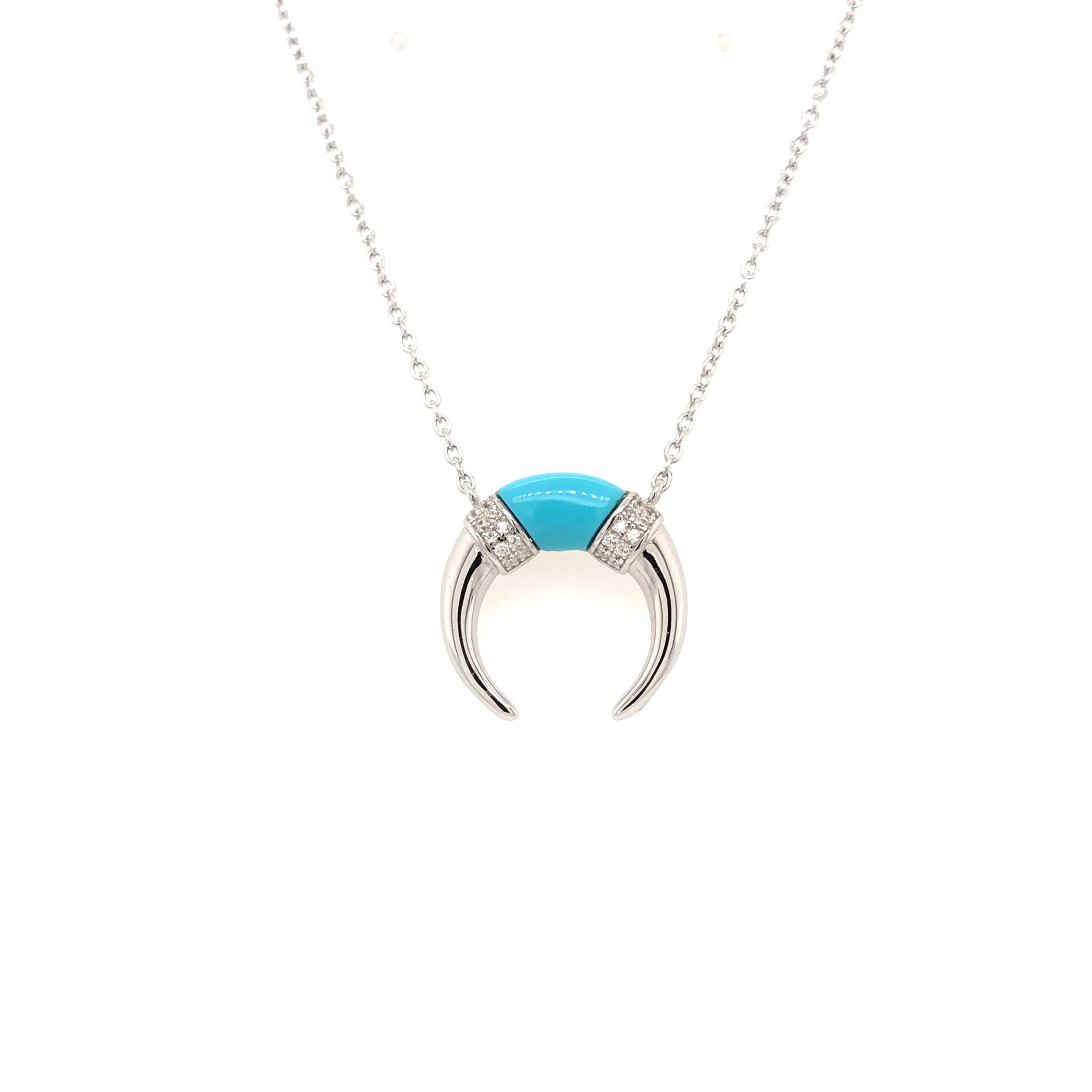 turquoise horn silver necklace