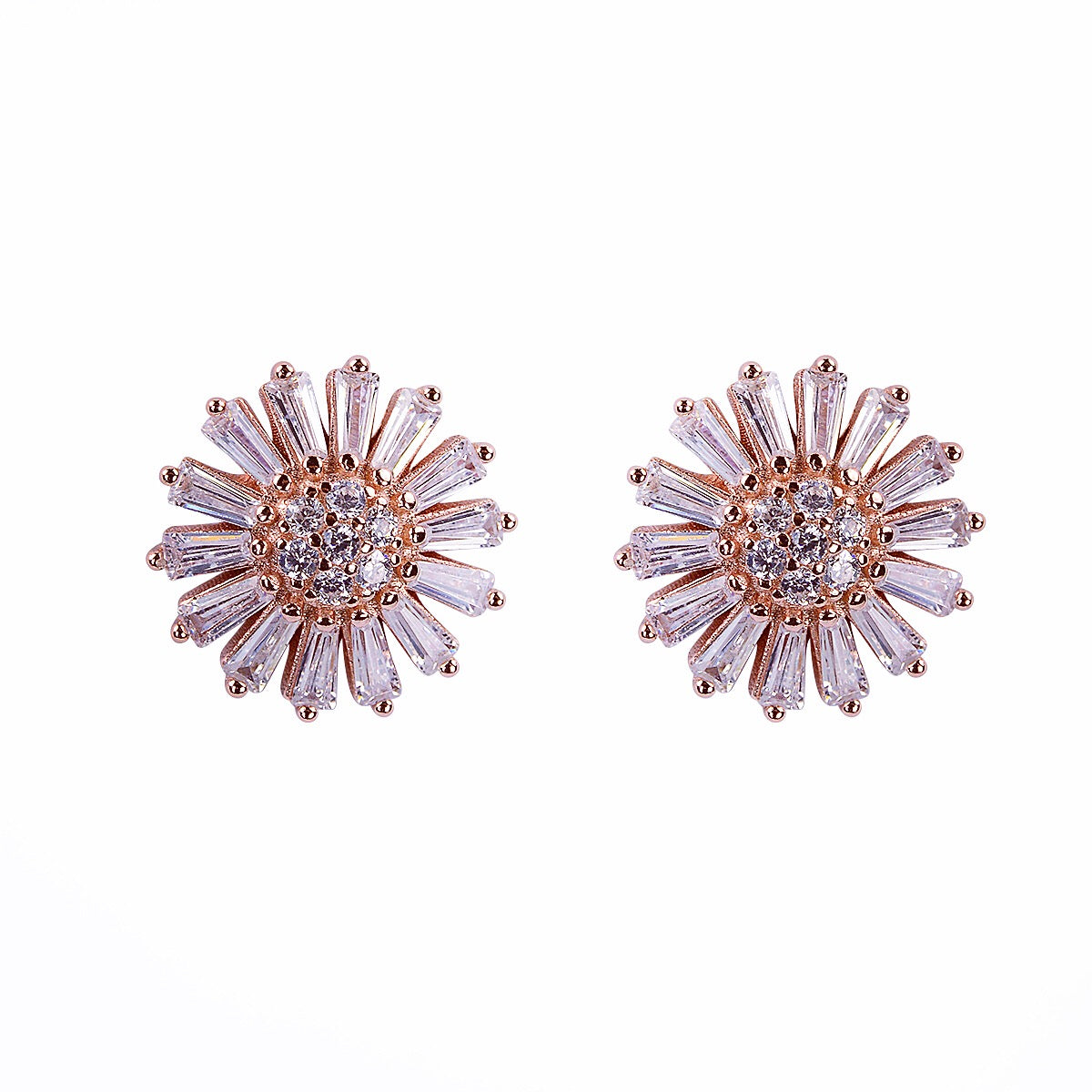 Rose gold baguette studs